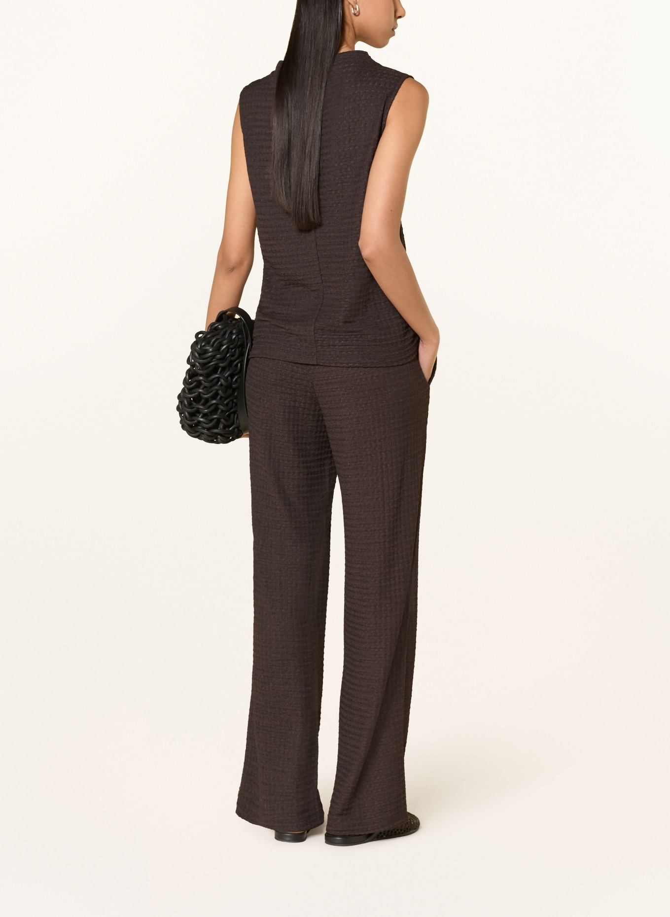 someday CHARLIE WIDE Jersey Pants: DARK BROWN
