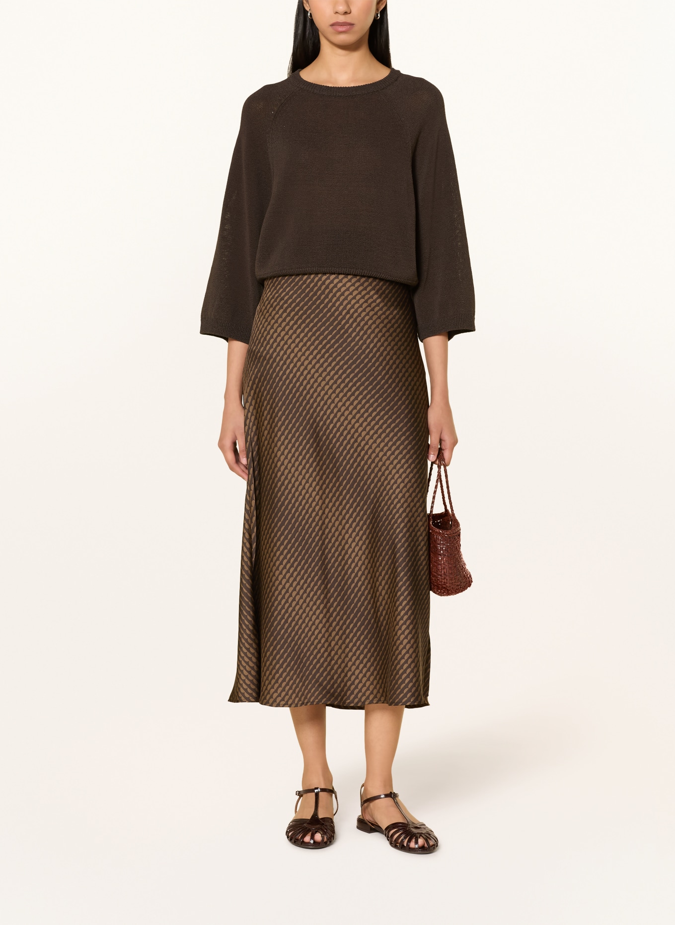 someday TILIAH Sweater with 3/4-Length Sleeves: DARK BROWN