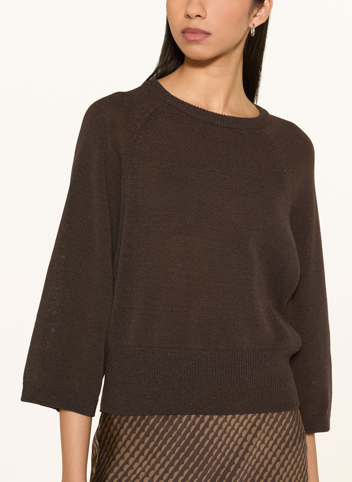 someday TILIAH Sweater with 3/4-Length Sleeves: DARK BROWN