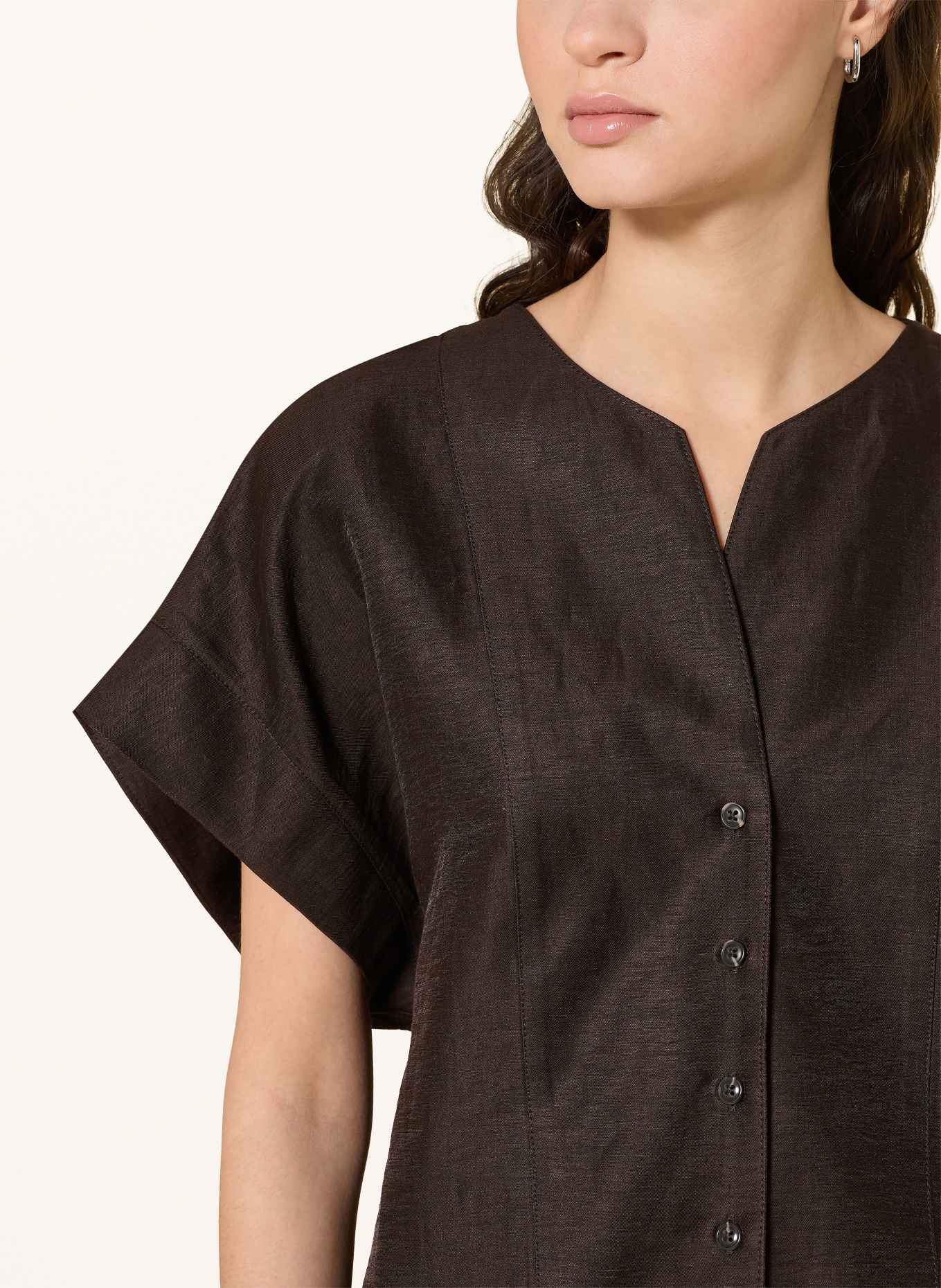 someday Blusenshirt ZANOVIA aus Leinen: DUNKELBRAUN
