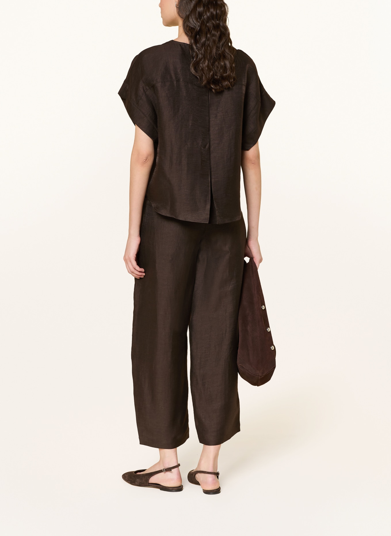 someday 7/8 linen pants CISILIA BARREL: DARK BROWN