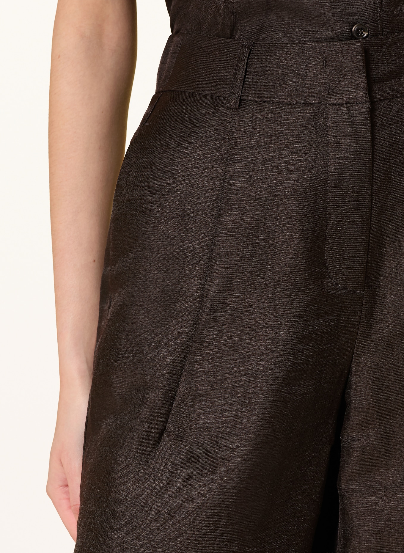 someday 7/8 linen pants CISILIA BARREL: DARK BROWN