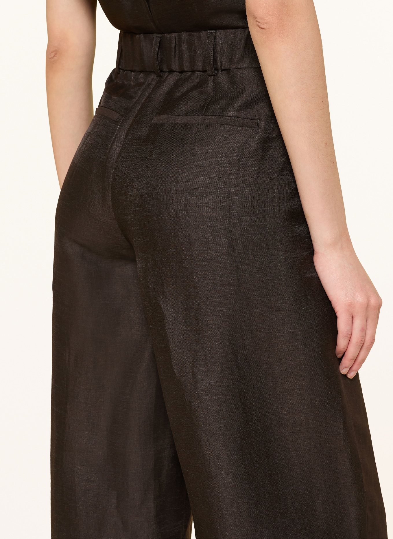 someday 7/8 linen pants CISILIA BARREL: DARK BROWN