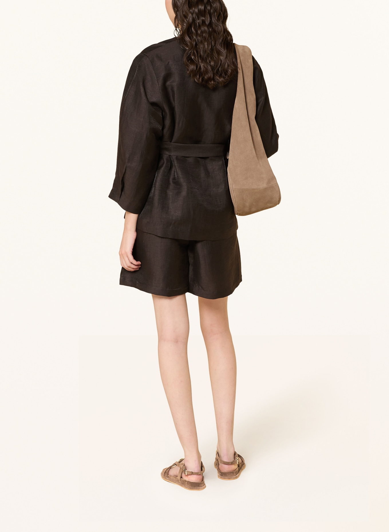 someday CHARLIE linen shorts: DARK BROWN