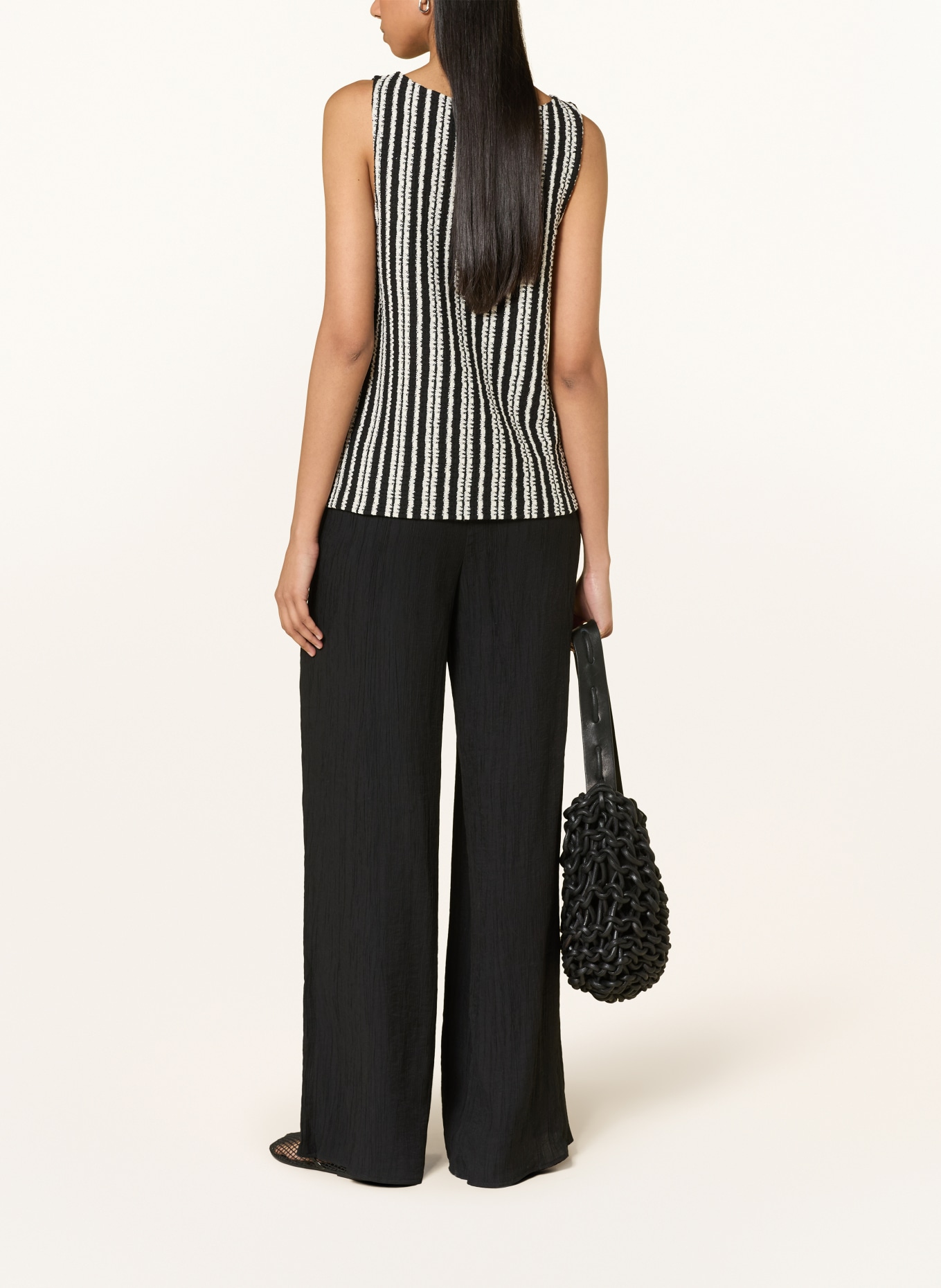 OPUS IMESA Knit Top: BLACK / WHITE