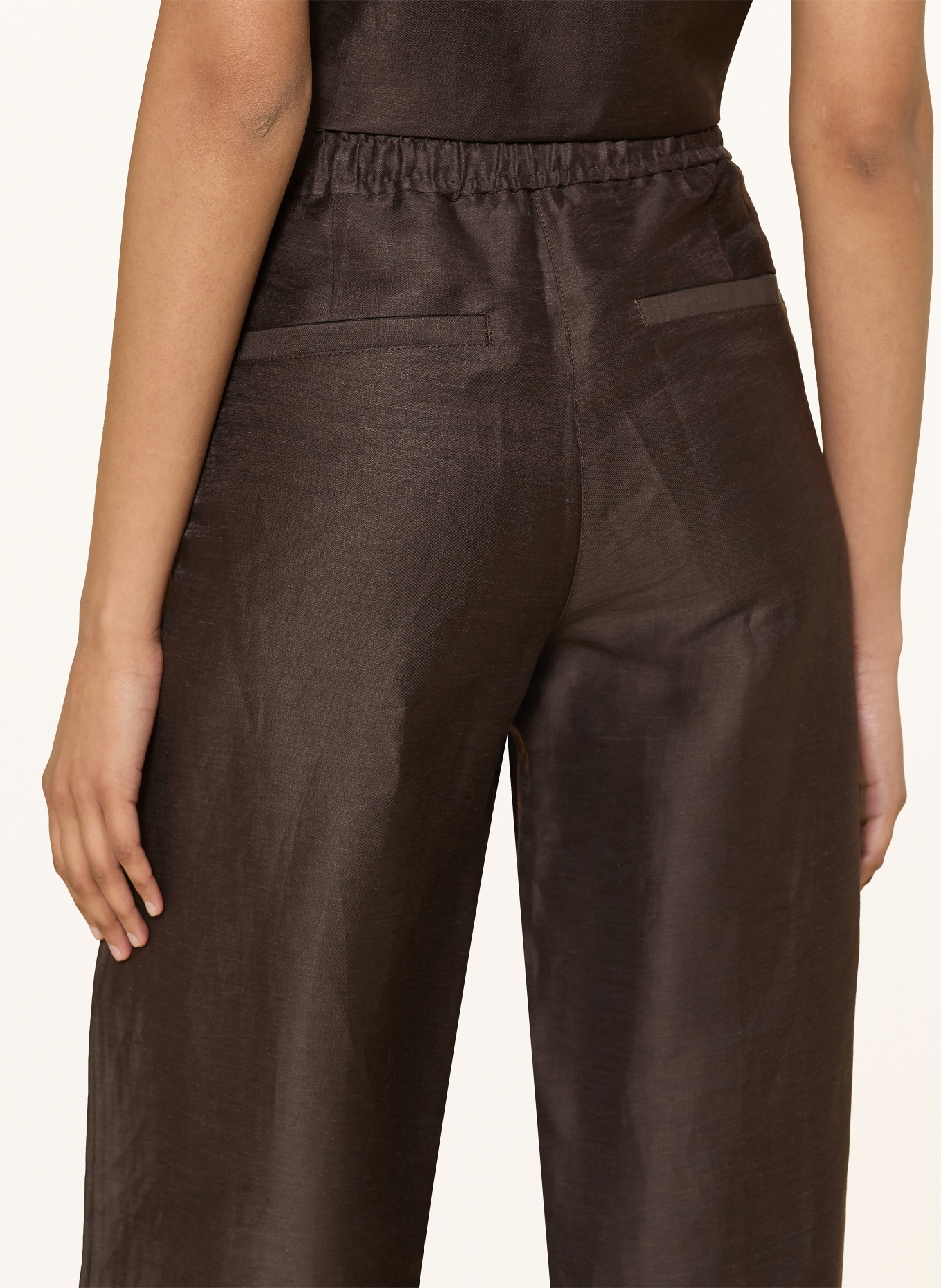 OPUS MYHA GLOW 7/8-length linen pants: BROWN