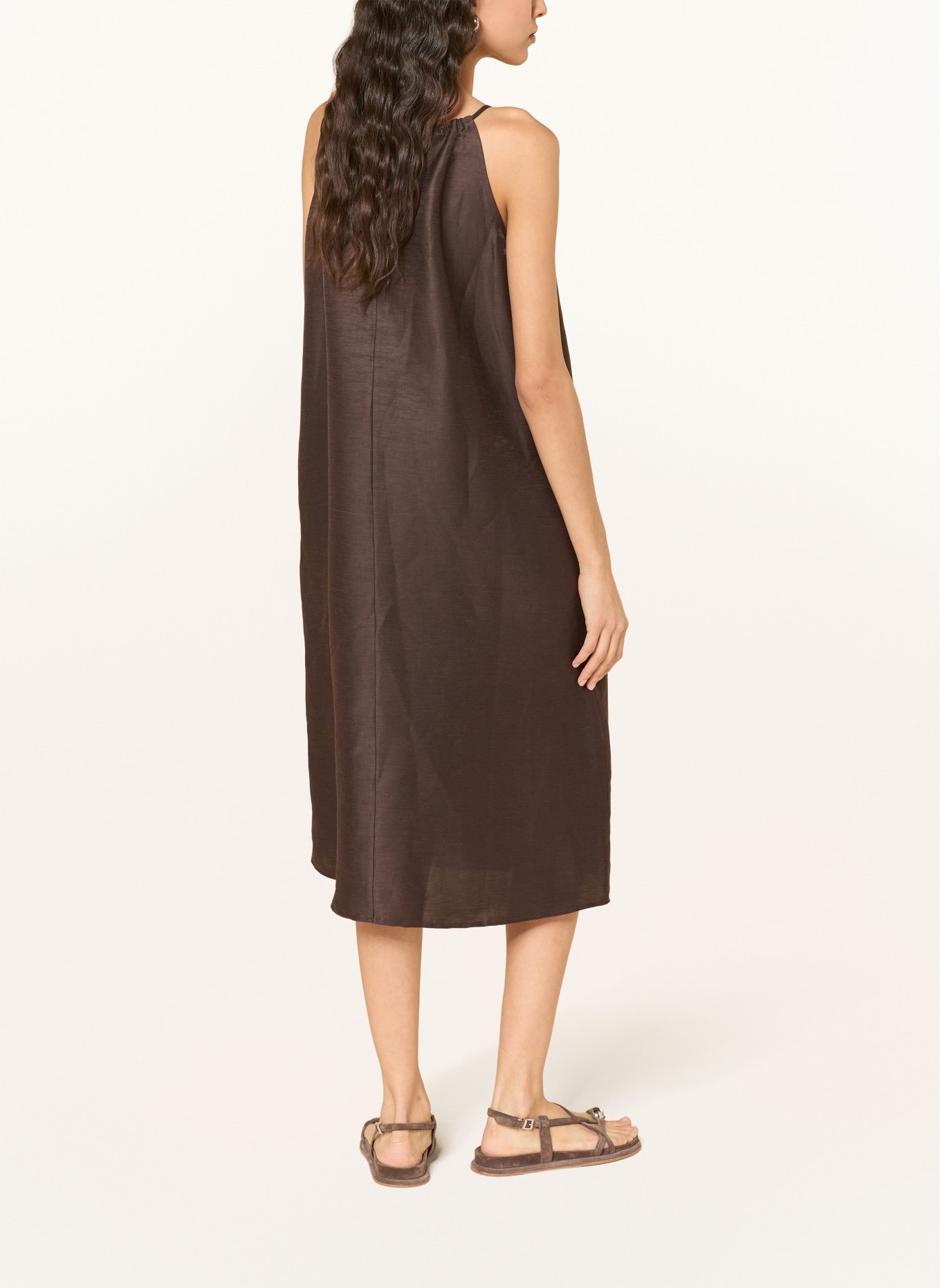 OPUS Leinenkleid WIDALA: DUNKELBRAUN