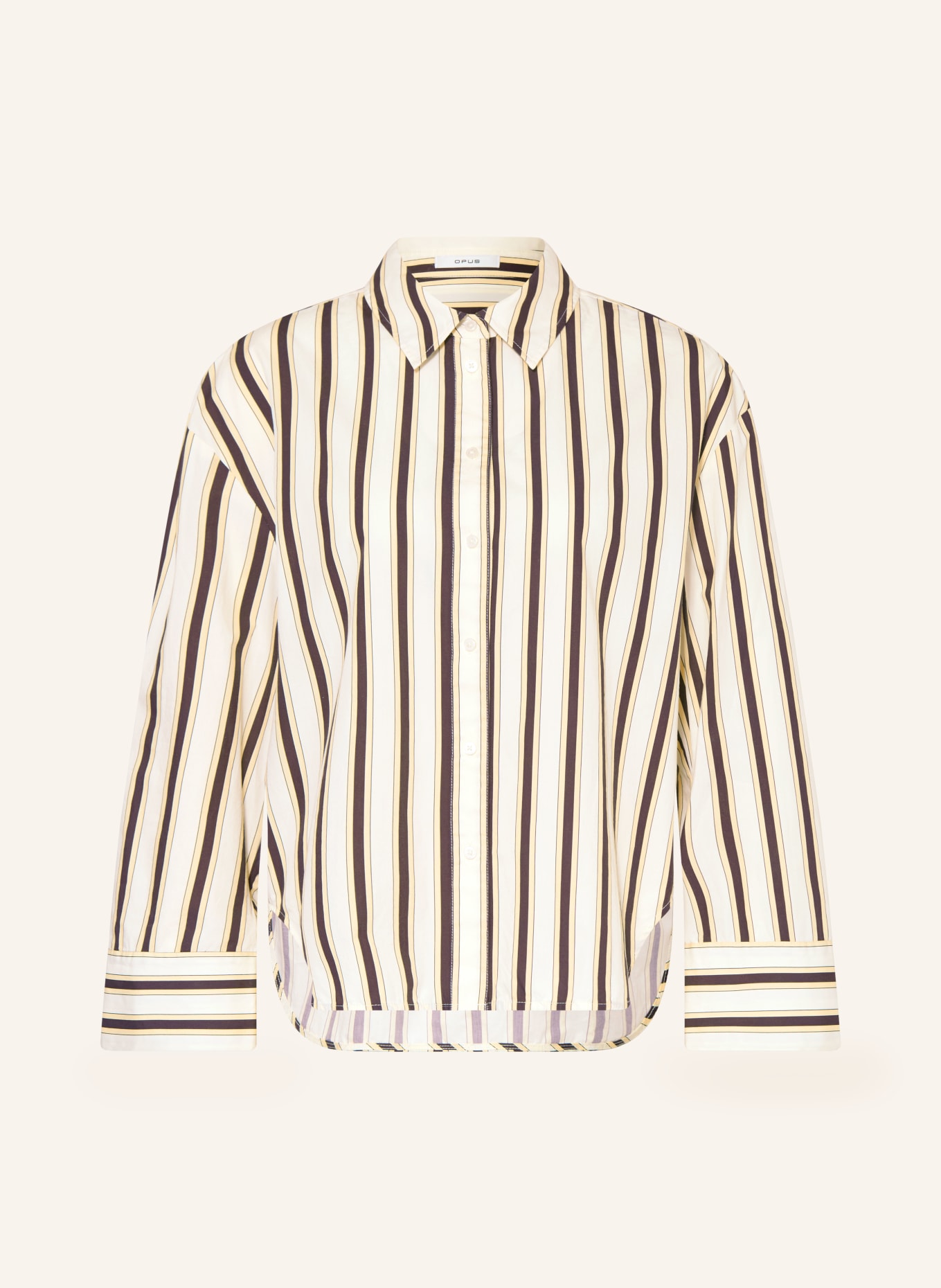OPUS Overhemd FLANKO: WIT / MARRON FONCÉ / CRÈME
