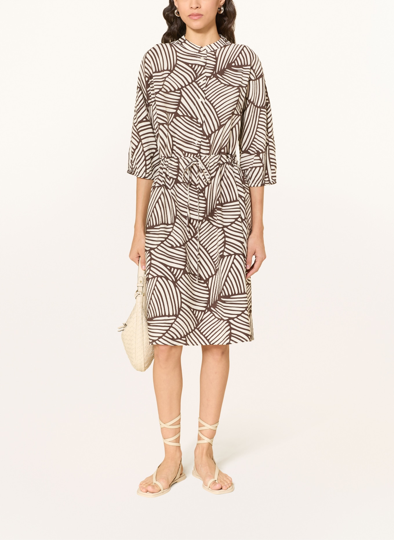 OPUS Kleid WENRIA mit 3/4-Arm: DUNKELBRAUN / ECRU