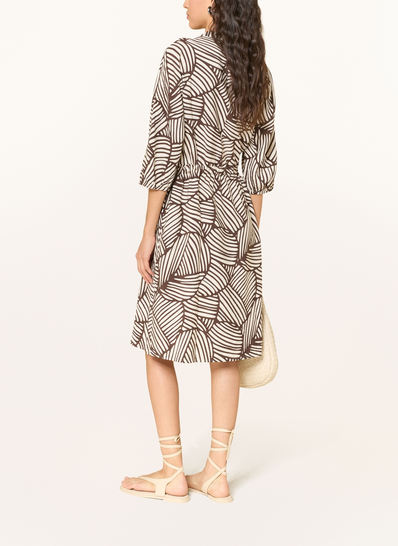 OPUS Kleid WENRIA mit 3/4-Arm: DUNKELBRAUN / ECRU