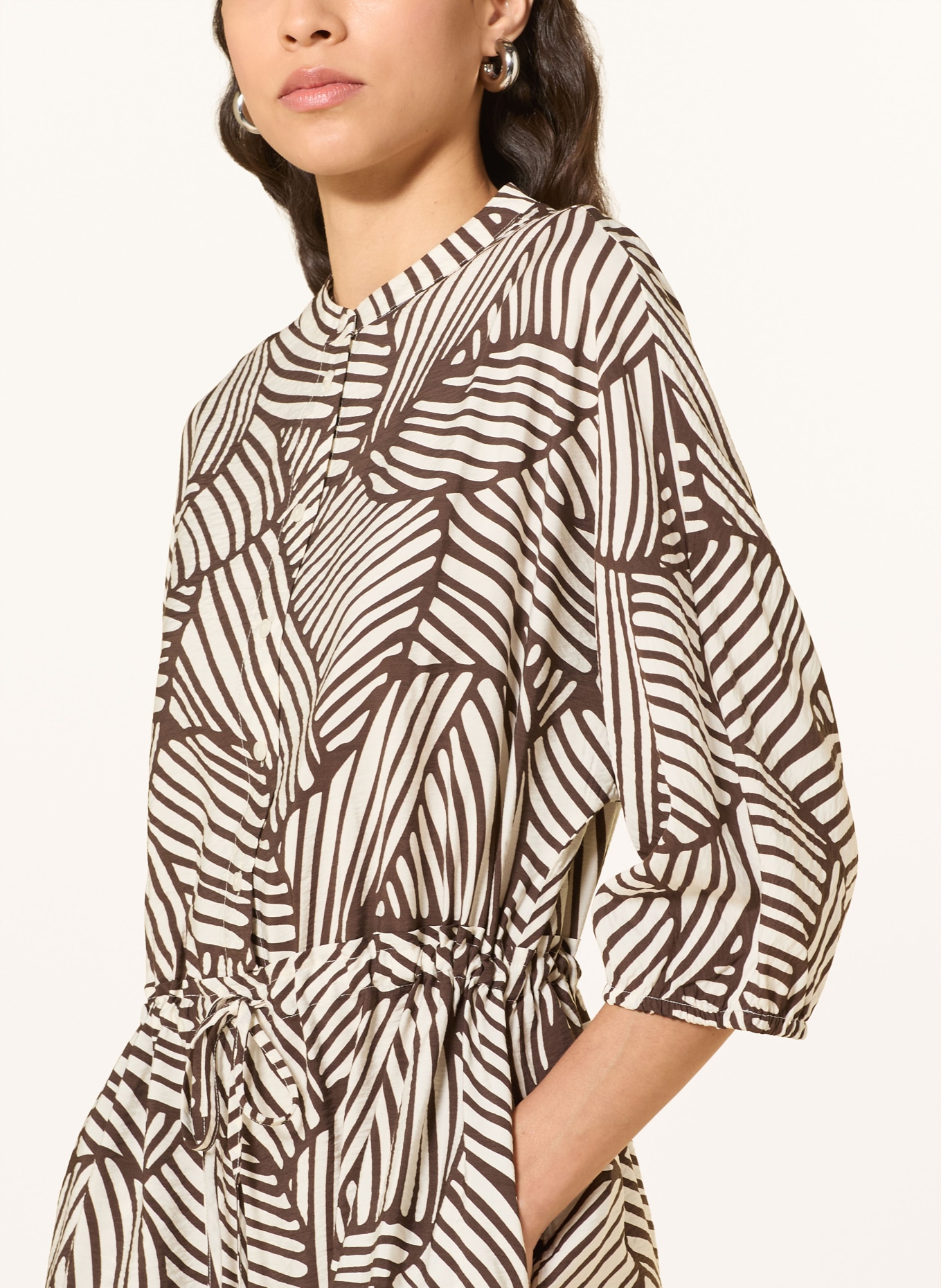 OPUS Kleid WENRIA mit 3/4-Arm: DUNKELBRAUN / ECRU