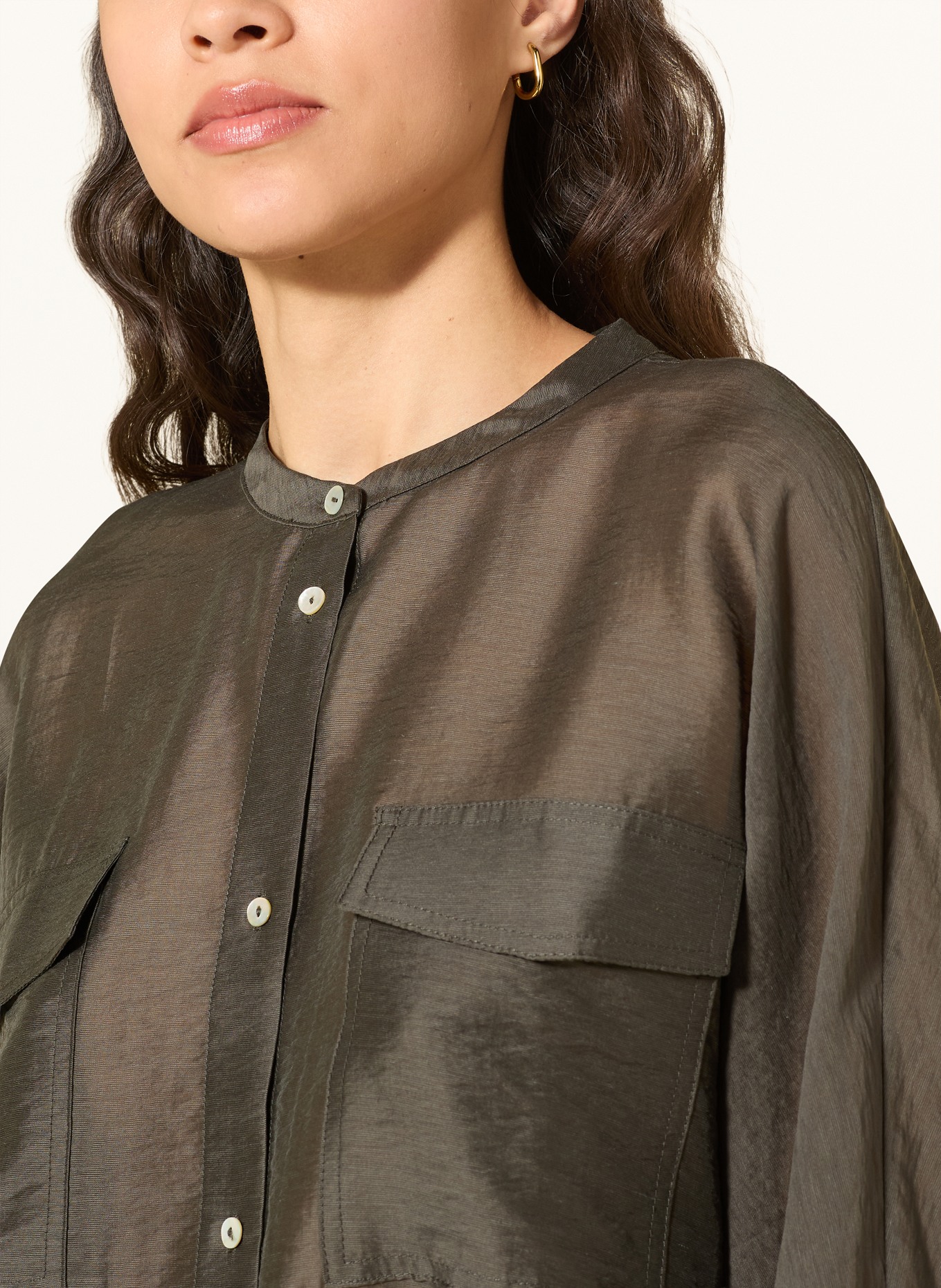 OPUS FUNUK Blouse with 3/4-length sleeves: DARK GREEN