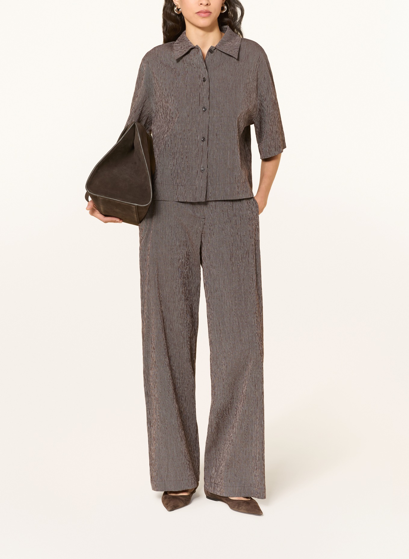 OPUS Marlene Pants MELANE: DARK BROWN / WHITE