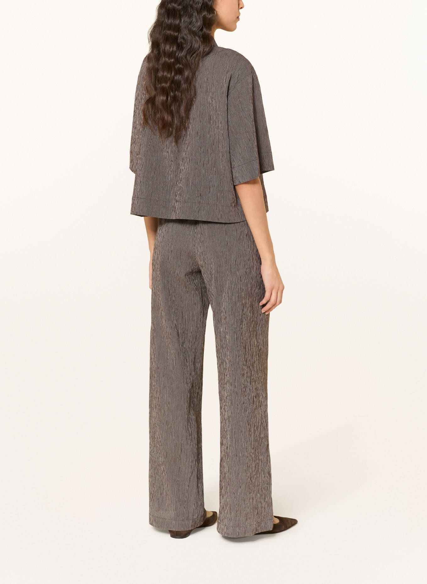 OPUS Marlene Pants MELANE: DARK BROWN / WHITE