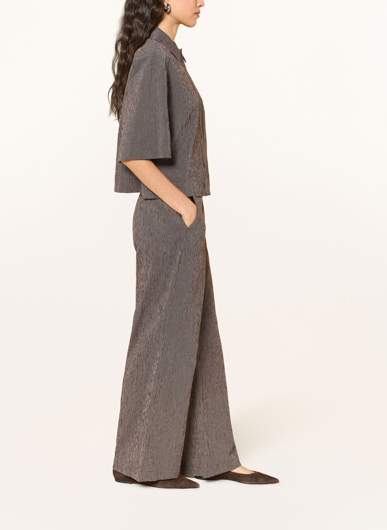 OPUS Marlene Pants MELANE: DARK BROWN / WHITE