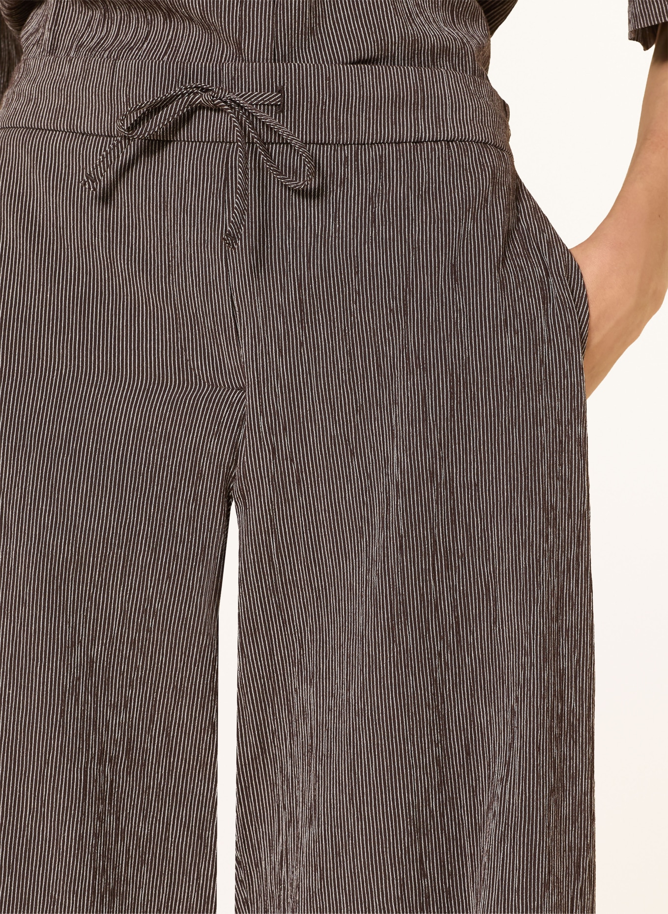 OPUS Marlene Pants MELANE: DARK BROWN / WHITE