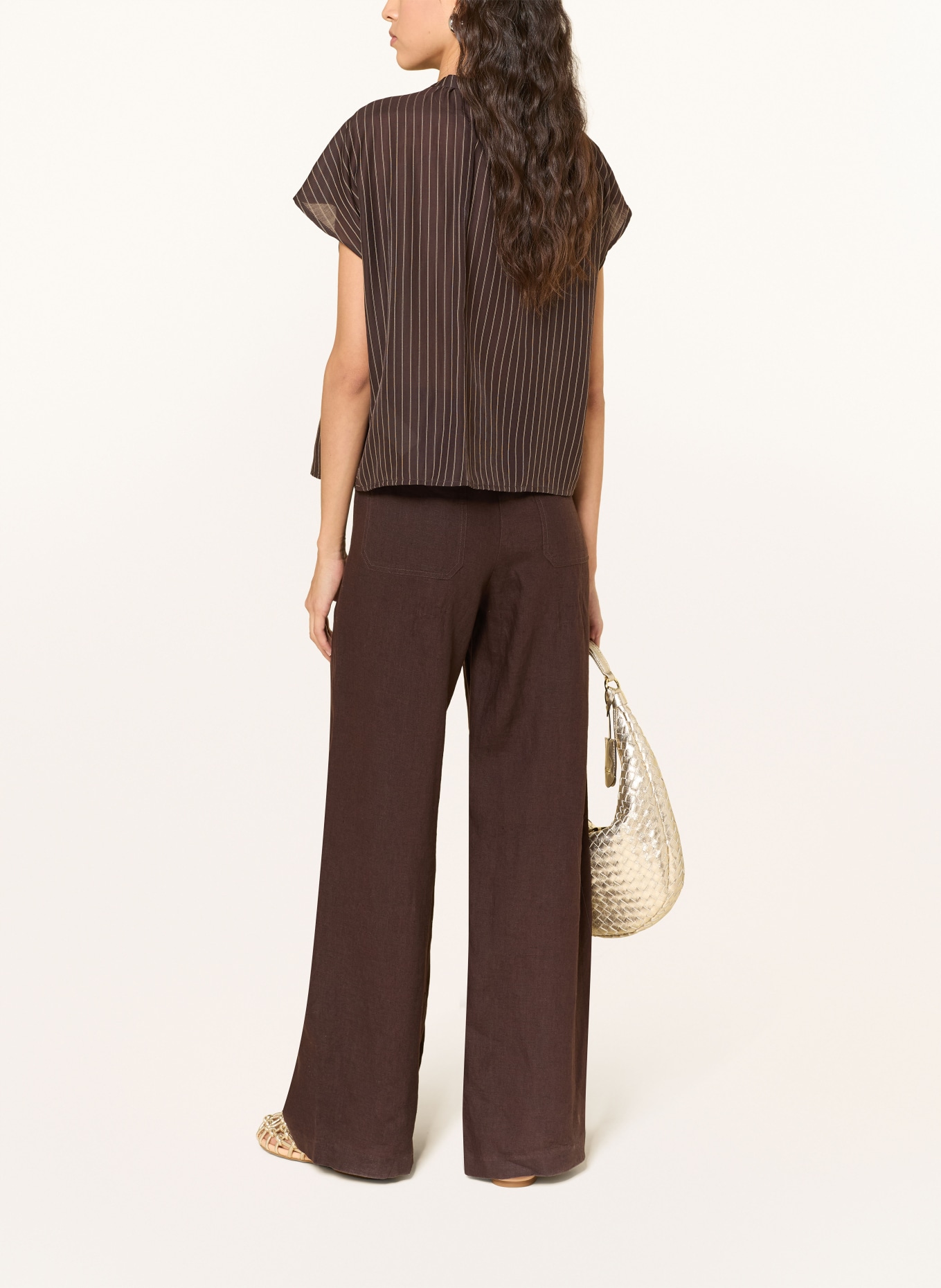 OPUS Bluse FRIEPE: DUNKELBRAUN / ECRU