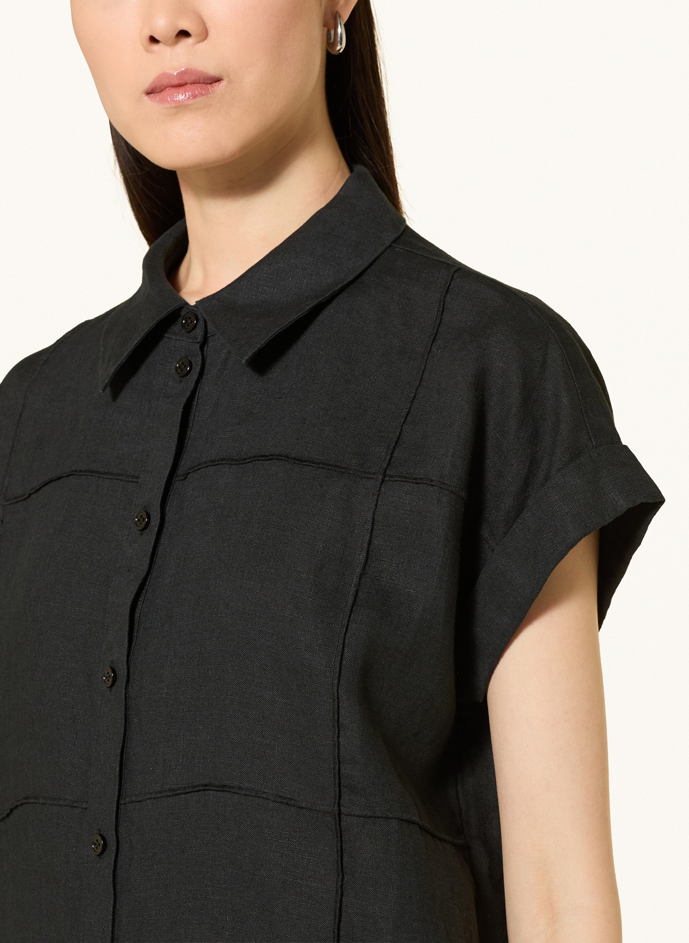 OPUS Hemdblusenkleid WELINA aus Leinen: SCHWARZ