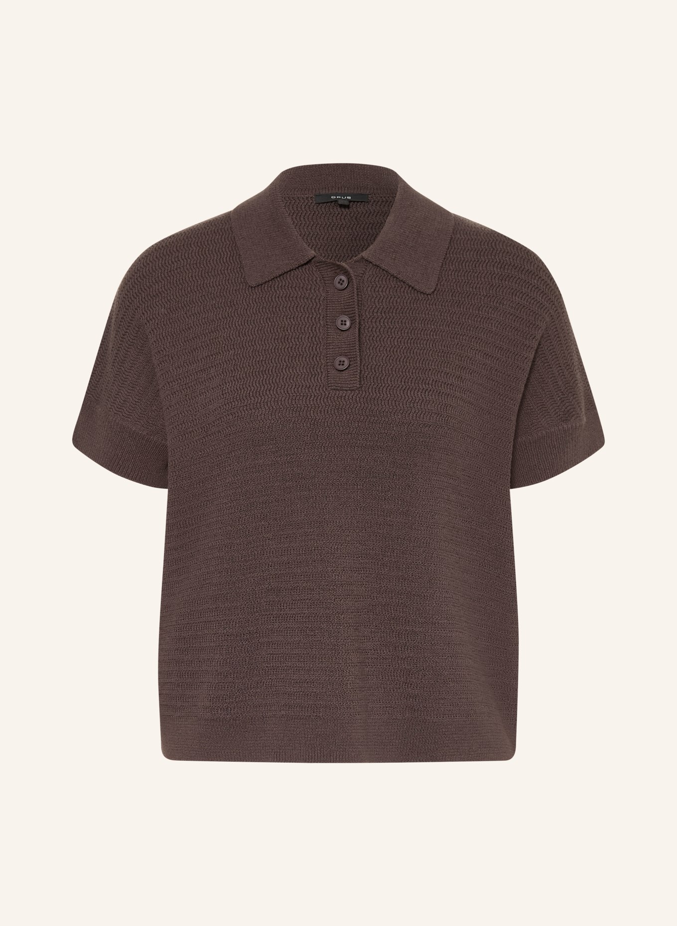 OPUS Gebreid poloshirt PUSO RESORT: MARRON FONCÉ