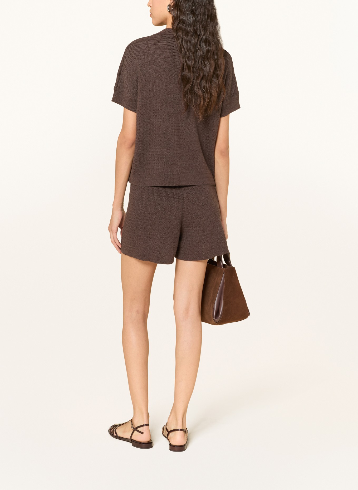 OPUS Gebreid poloshirt PUSO RESORT: MARRON FONCÉ