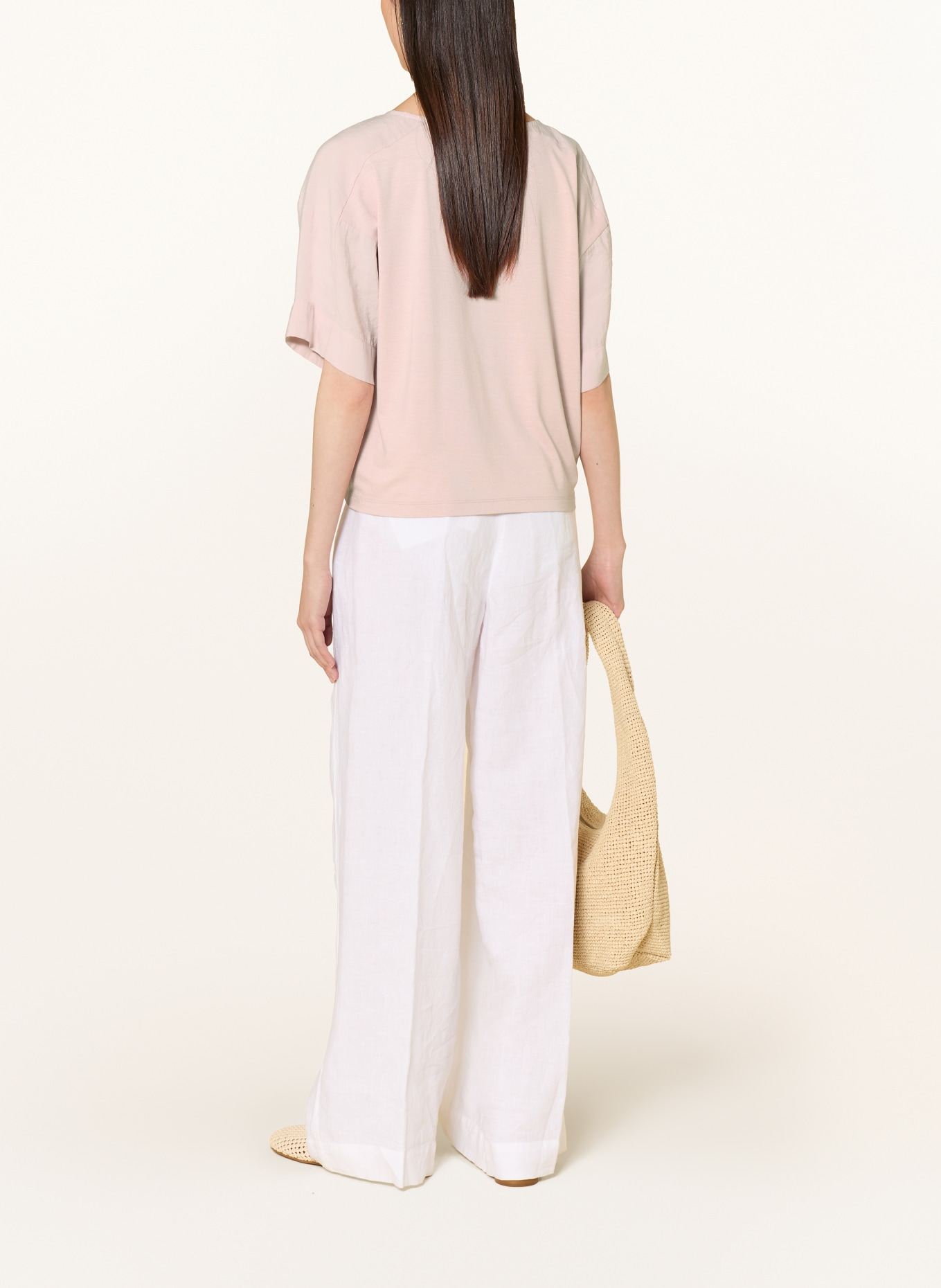 OPUS Blusenshirt SEIRA im Materialmix mit 3/4-Arm: HELLROSA