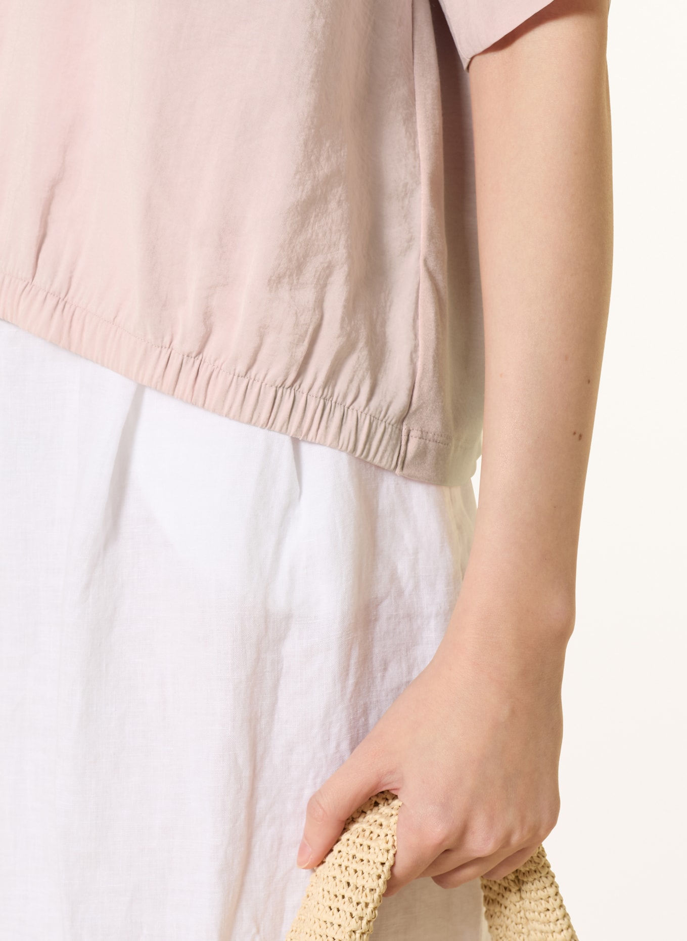 OPUS Blusenshirt SEIRA im Materialmix mit 3/4-Arm: HELLROSA