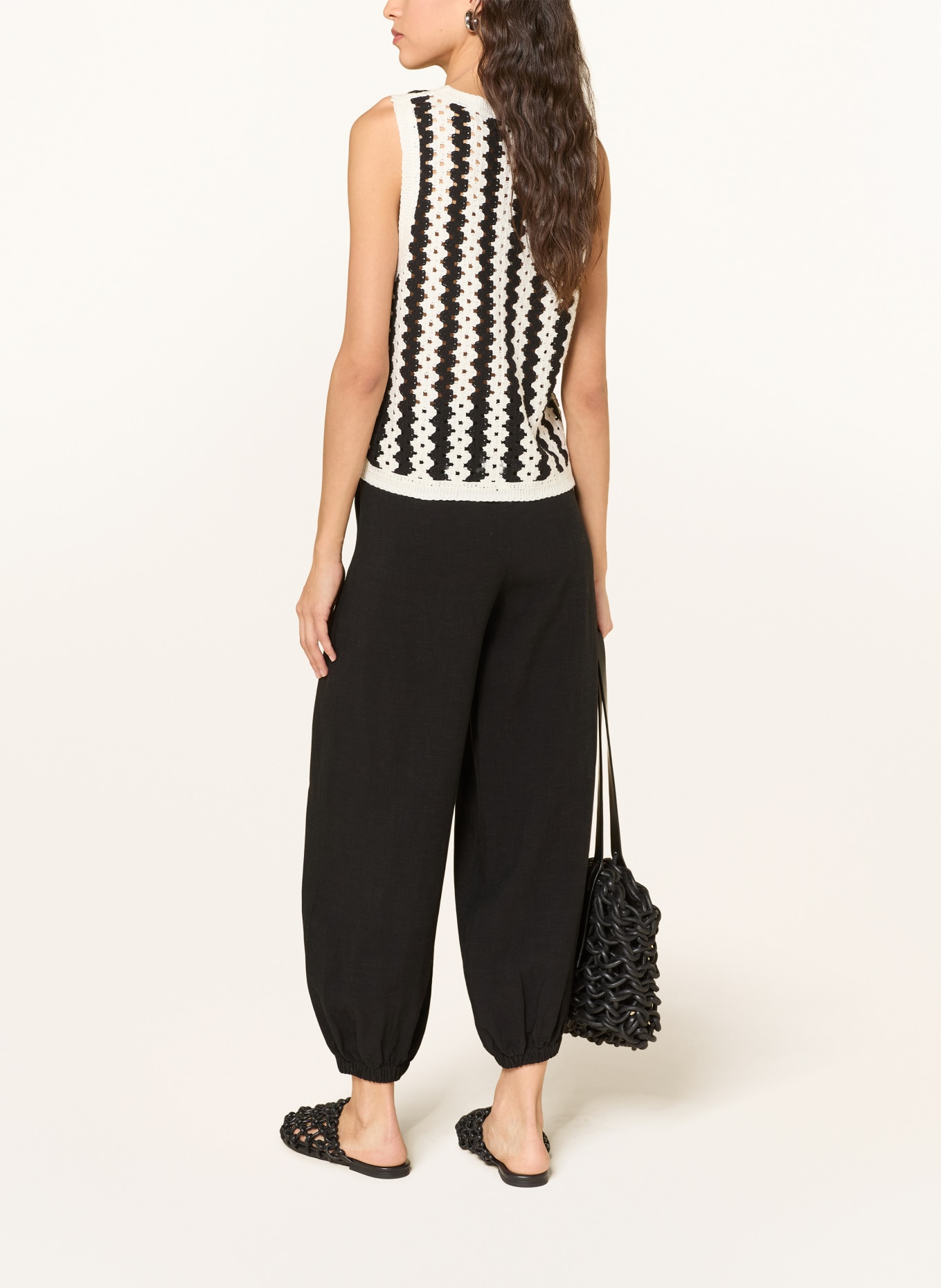 OPUS IFAMA Knit Top: WHITE / BLACK