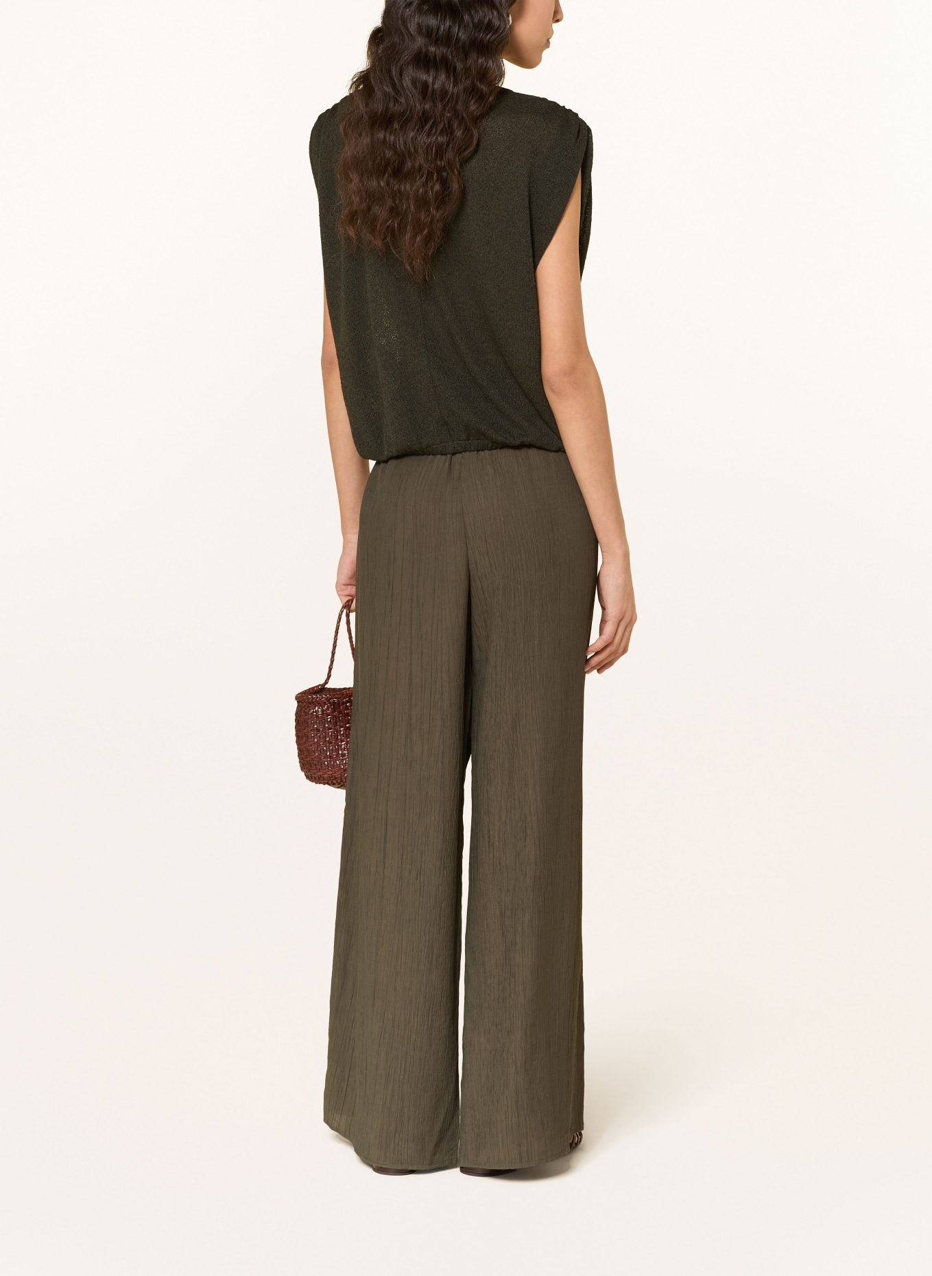 OPUS Stickad tröja SAGOM: MÖRKGRÖN