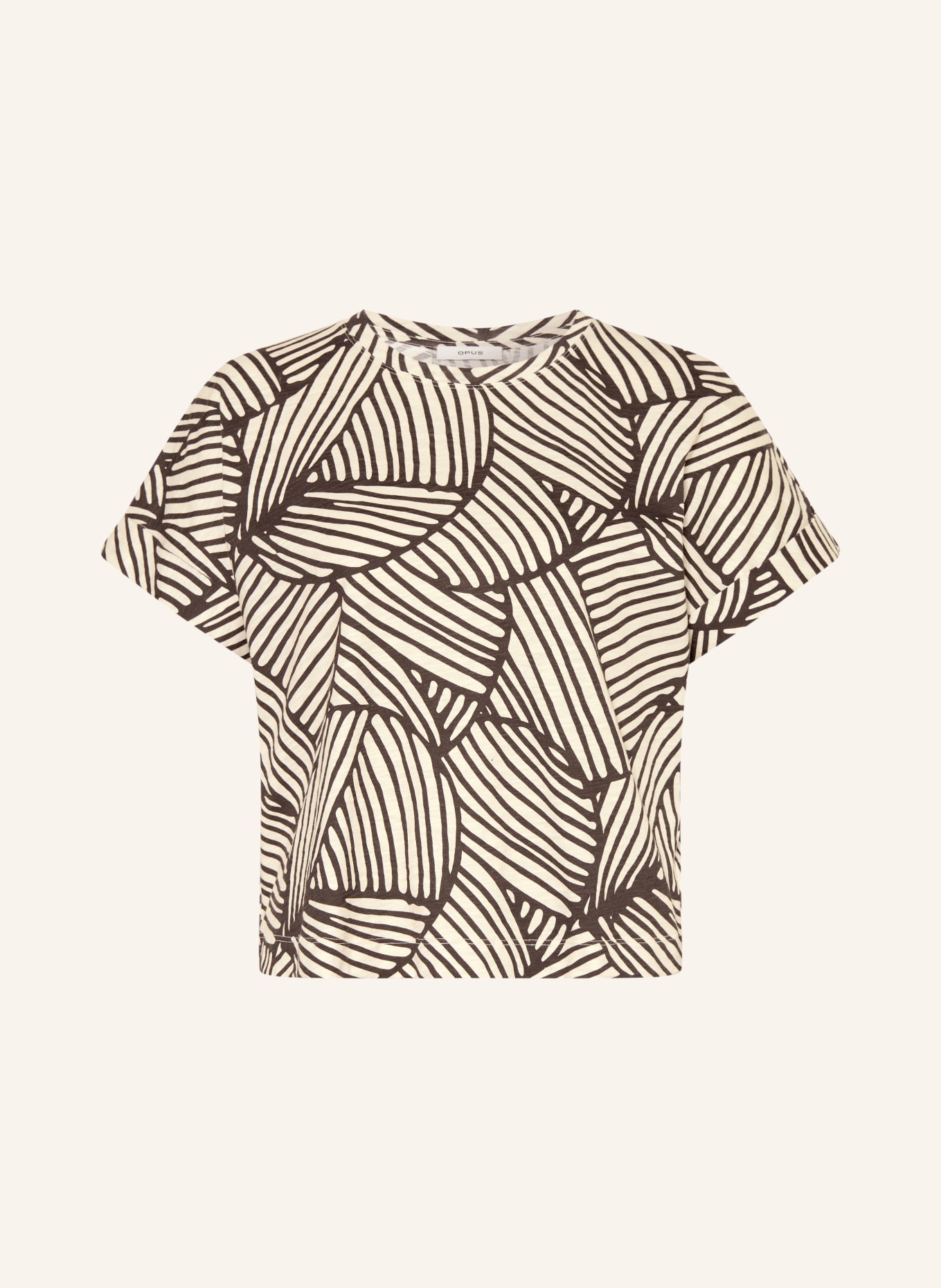 OPUS SOPRINTI T-Shirt: CREAM / DARK BROWN