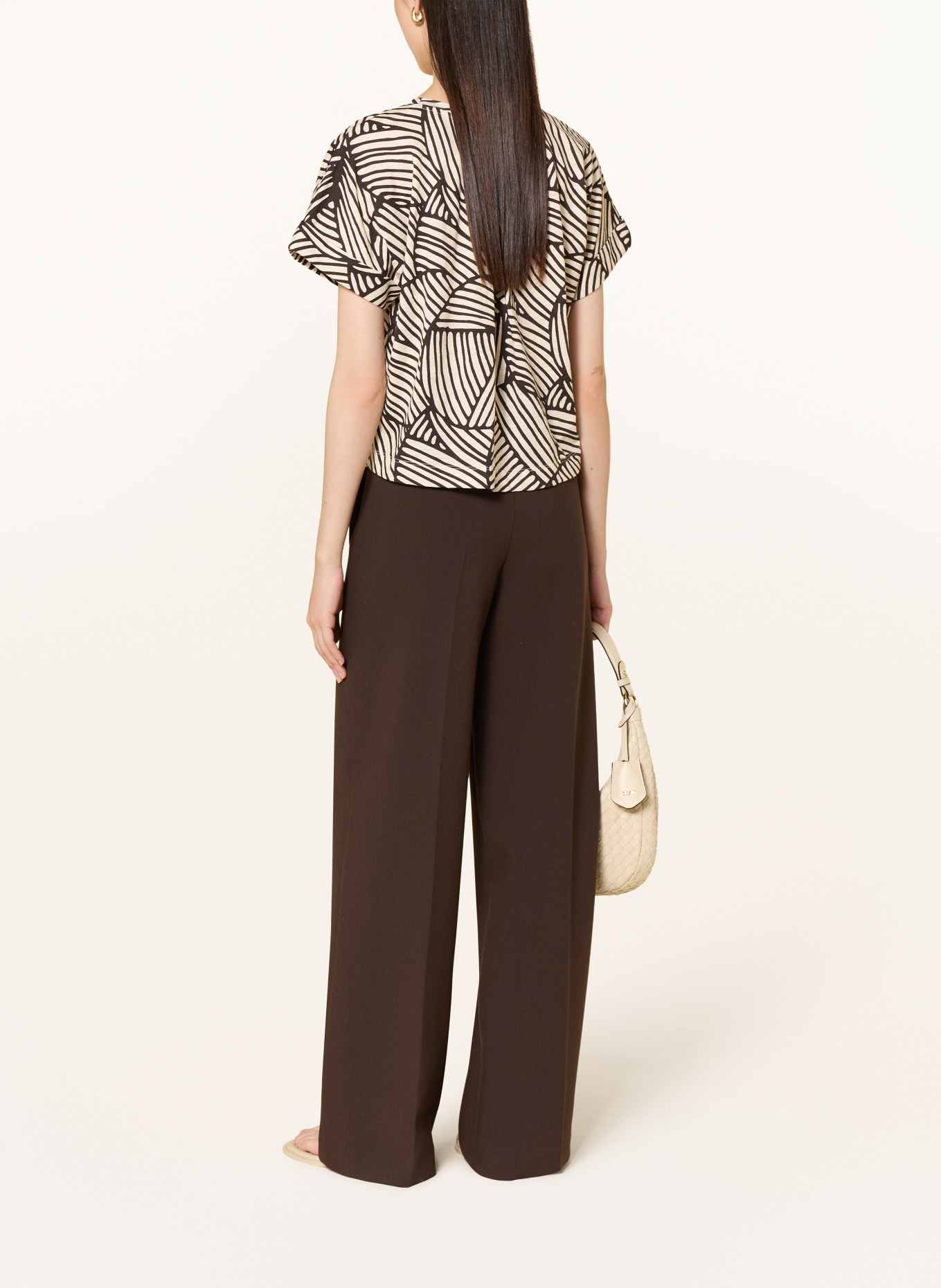 OPUS SOPRINTI T-Shirt: CREAM / DARK BROWN
