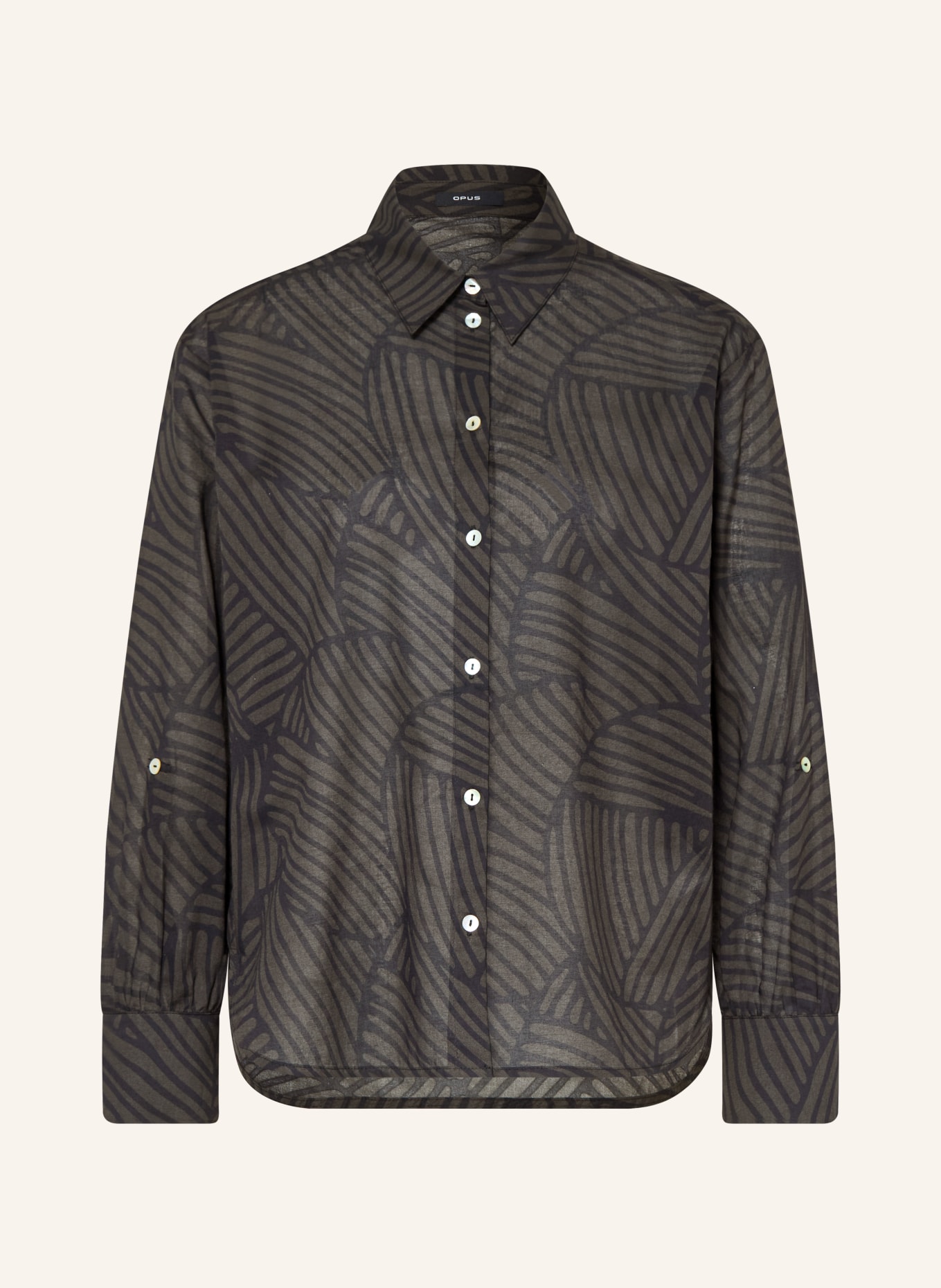 OPUS Bluse FELORA BOTANICA: DUNKELGRÜN / SCHWARZ