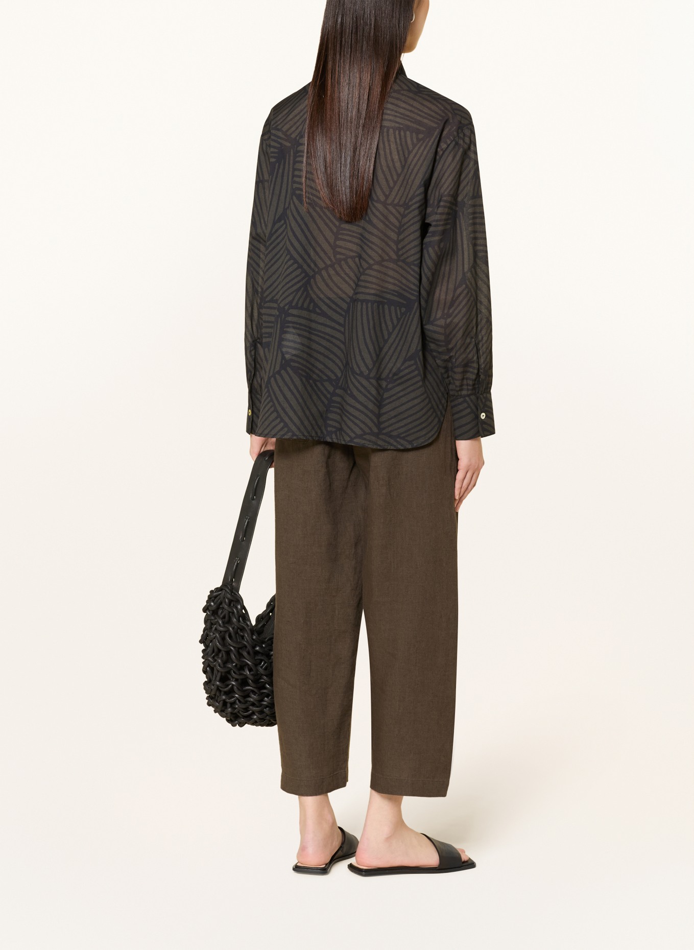 OPUS Bluse FELORA BOTANICA: DUNKELGRÜN / SCHWARZ