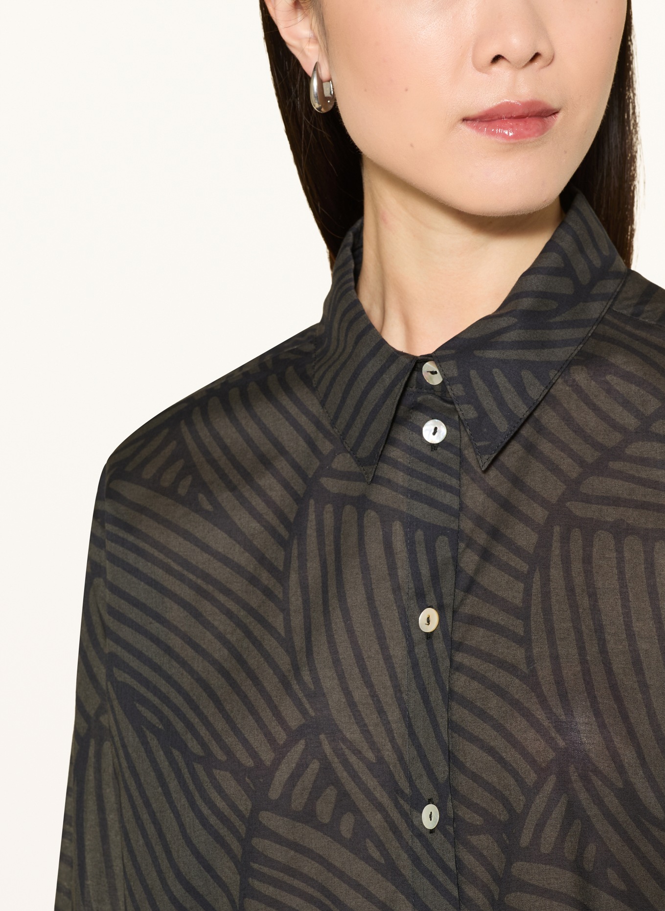 OPUS Bluse FELORA BOTANICA: DUNKELGRÜN / SCHWARZ