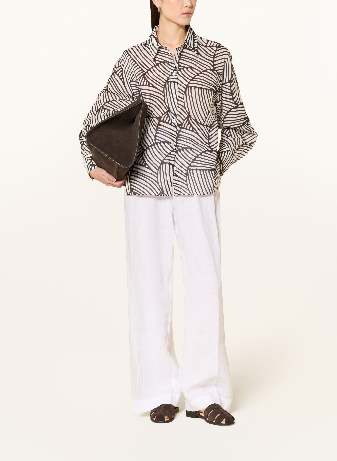 OPUS Blouse FELORA BOTANICA: WIT / ZWART