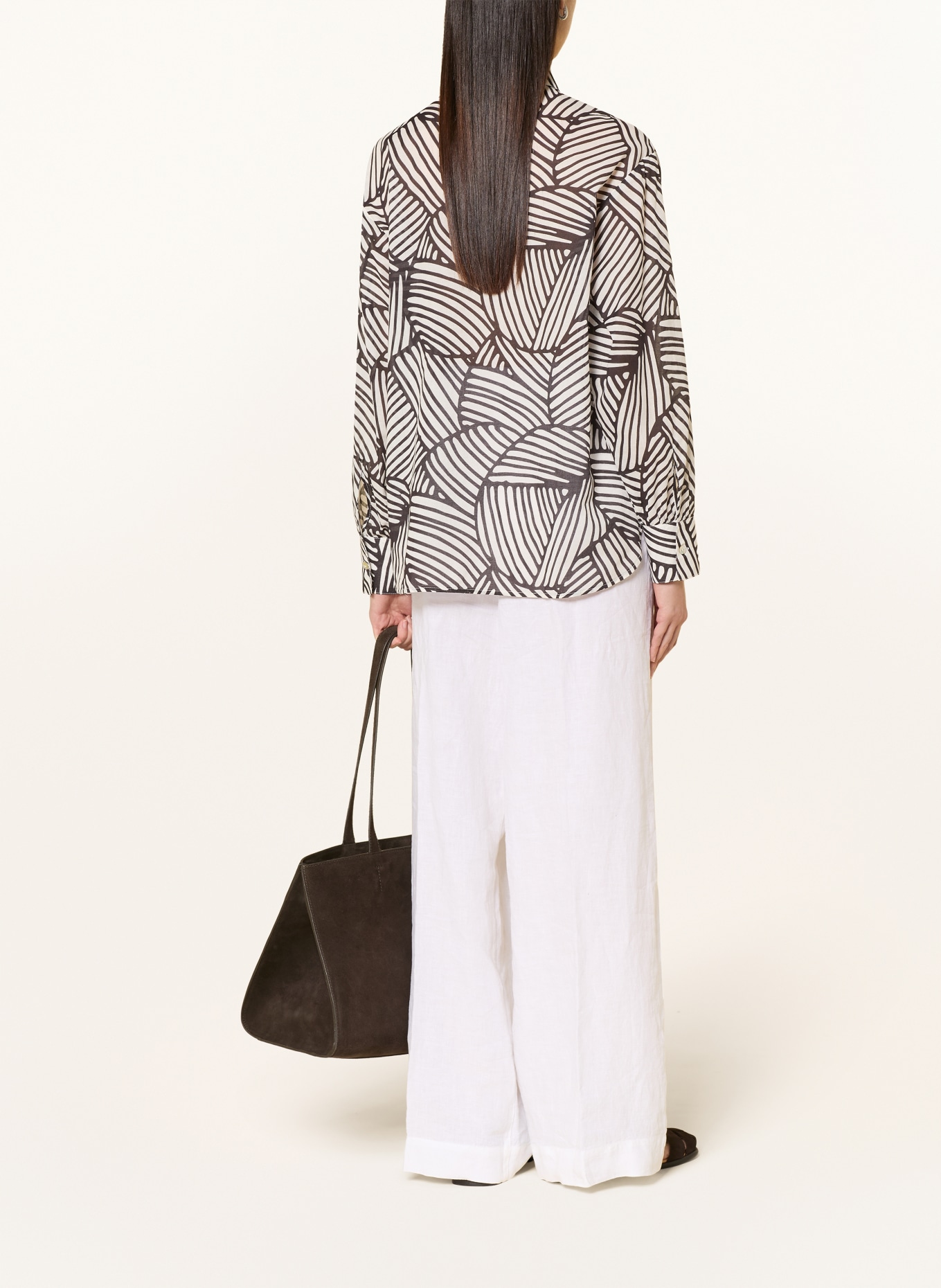 OPUS Blouse FELORA BOTANICA: WIT / ZWART