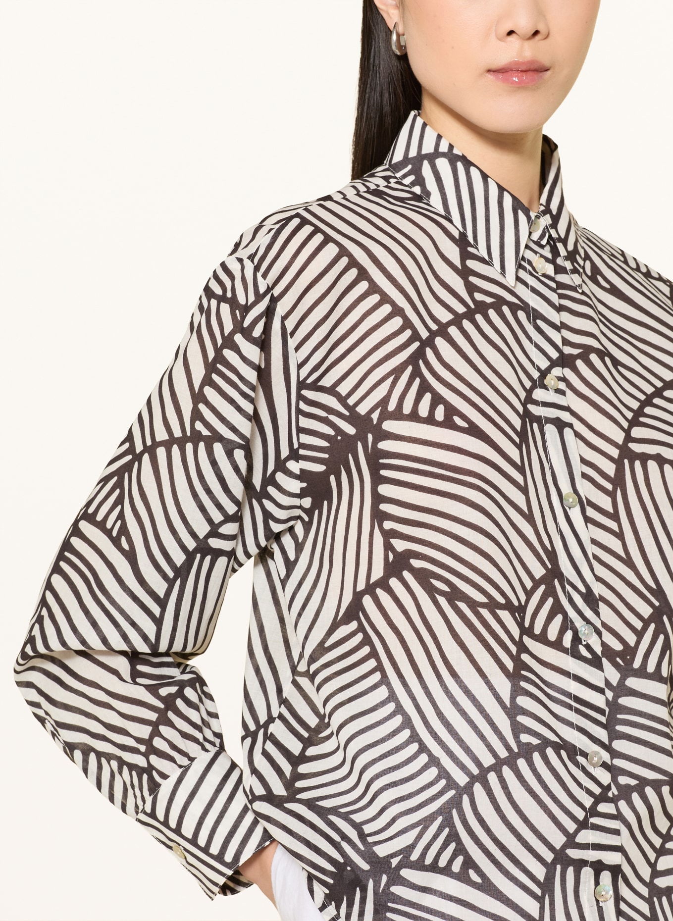 OPUS Blouse FELORA BOTANICA: WIT / ZWART