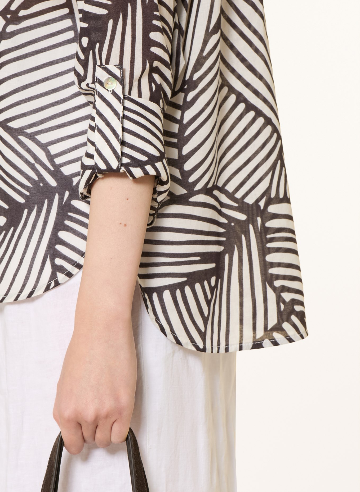 OPUS Blouse FELORA BOTANICA: WIT / ZWART