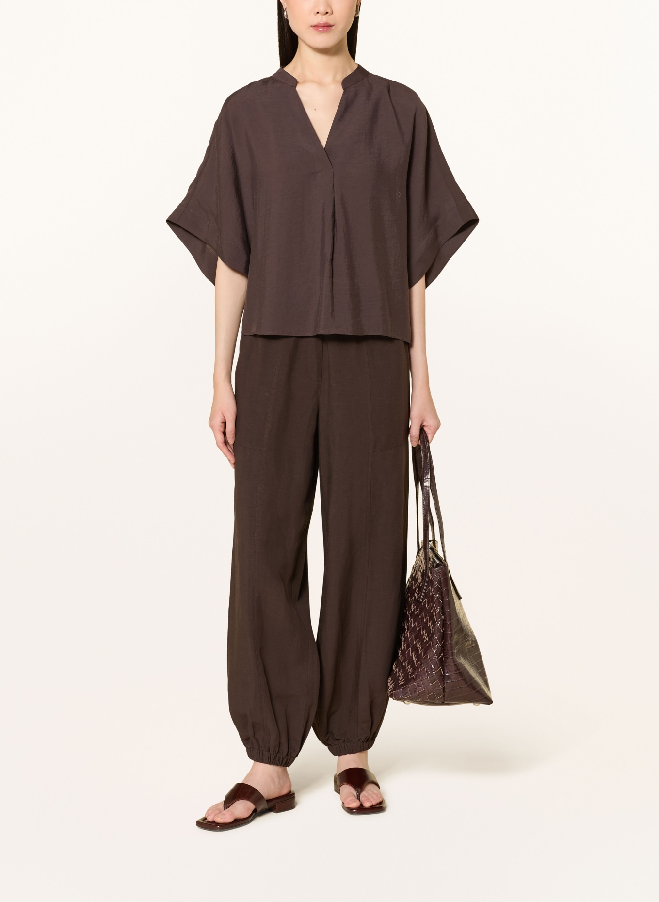 OPUS Blusenshirt FENELLA: DUNKELBRAUN
