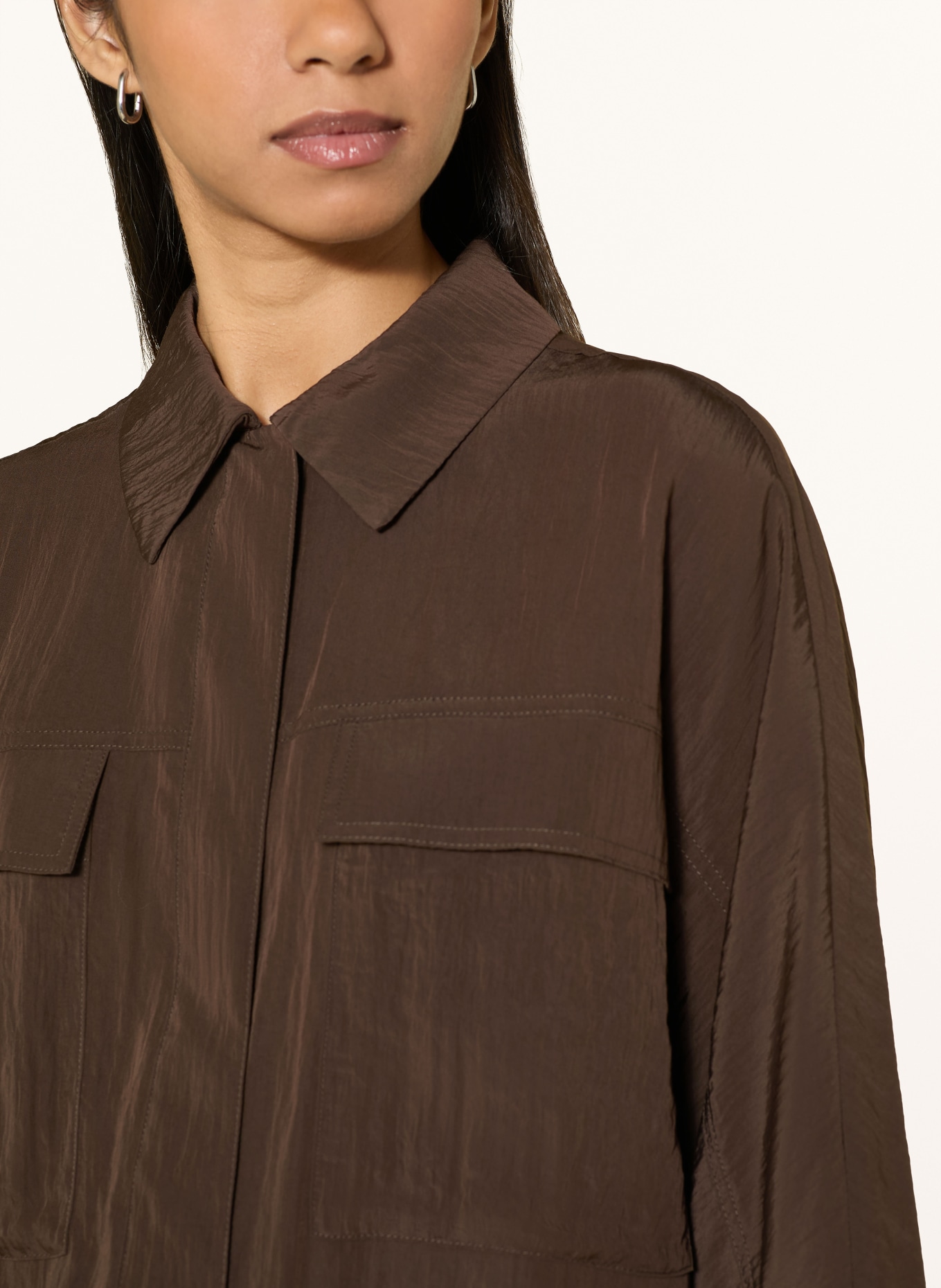 OPUS FROPA Shirt with 3/4-Length Sleeves: BROWN