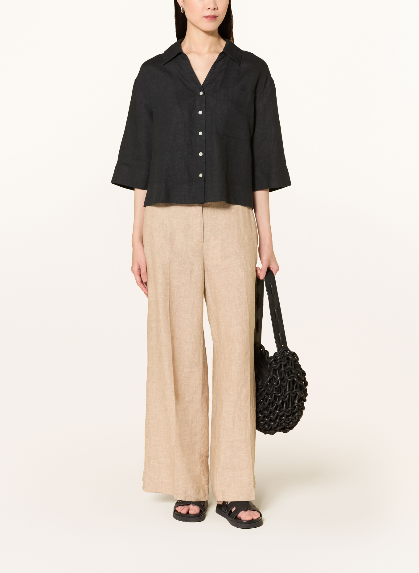 OPUS Linnen overhemd FLIPPA: ZWART