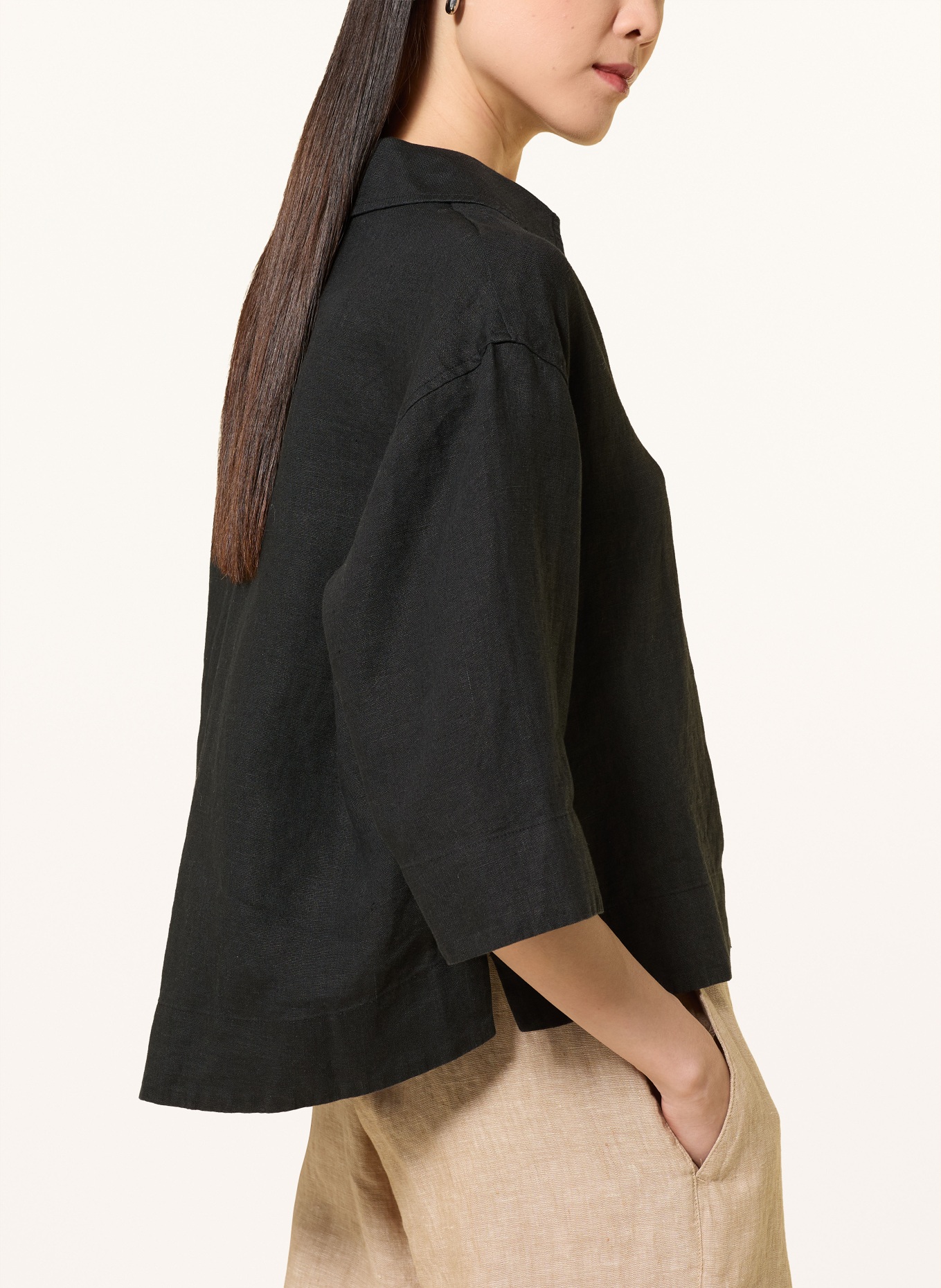 OPUS Linnen overhemd FLIPPA: ZWART