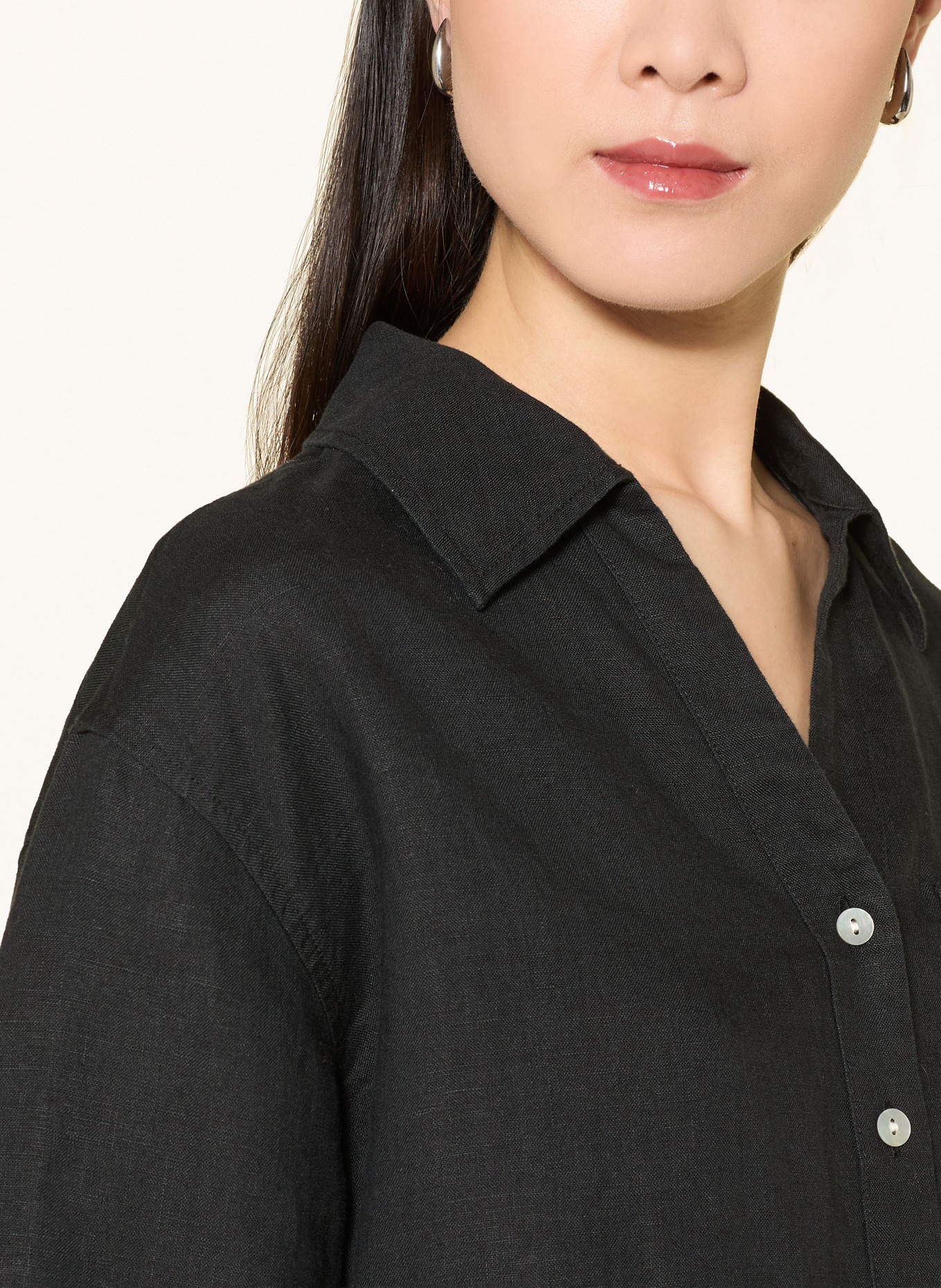 OPUS Linnen overhemd FLIPPA: ZWART