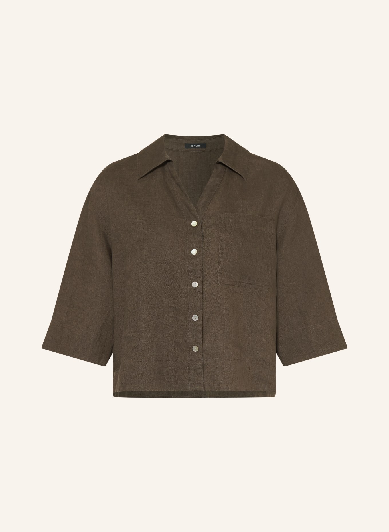 OPUS Linnen overhemd FLIPPA: DONKERGROEN