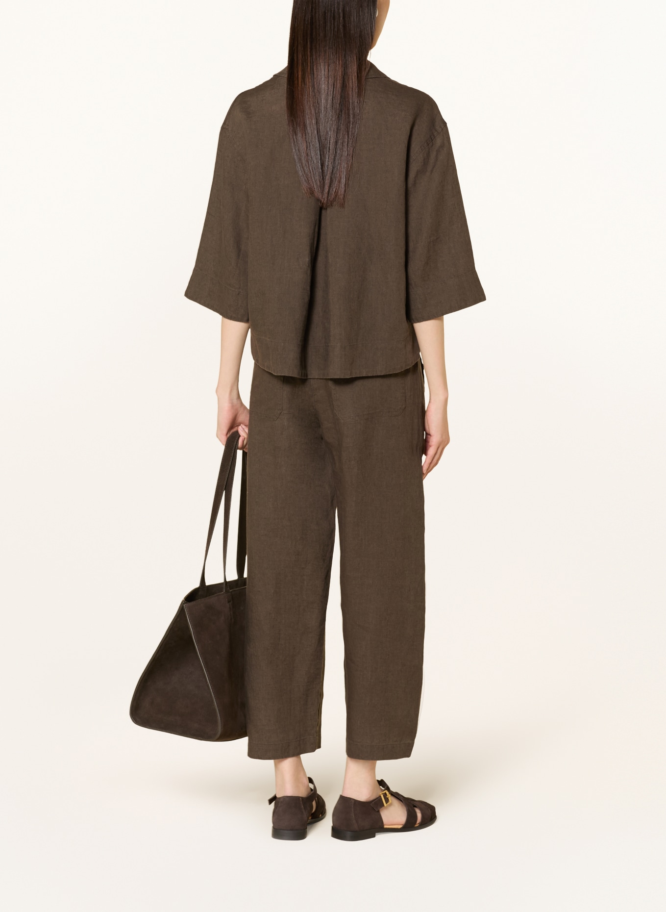 OPUS Linnen overhemd FLIPPA: DONKERGROEN