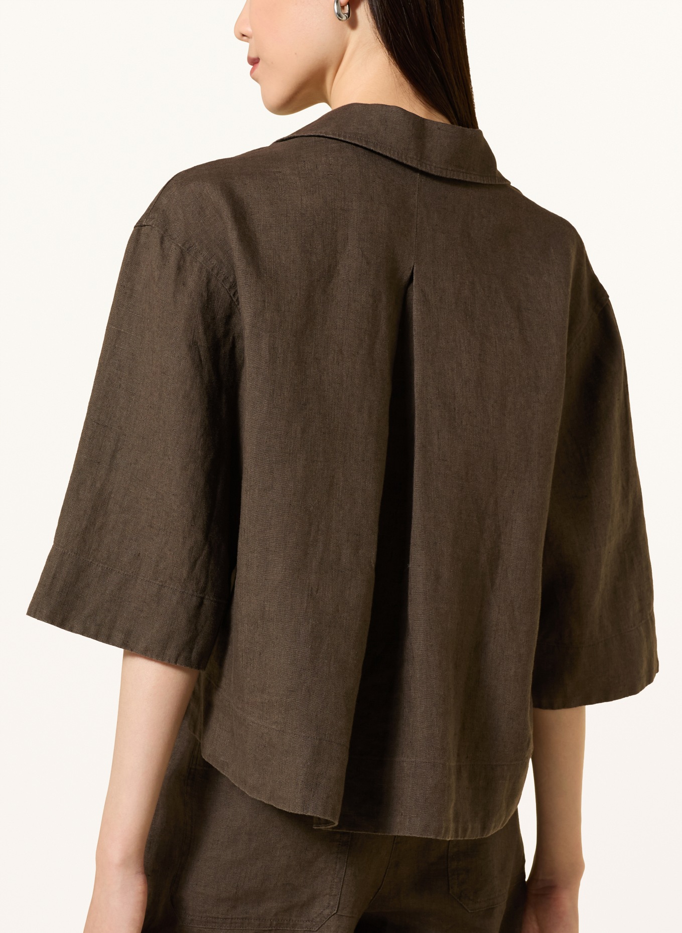 OPUS Linnen overhemd FLIPPA: DONKERGROEN