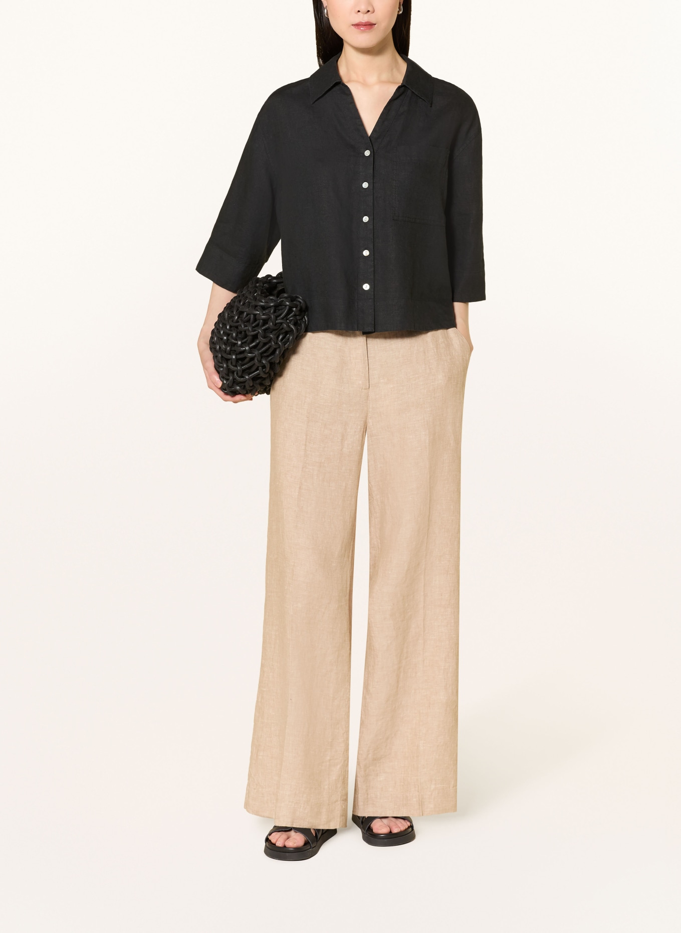 OPUS Spodnie z lnu MAIKITO LIGHT: BEŻOWY