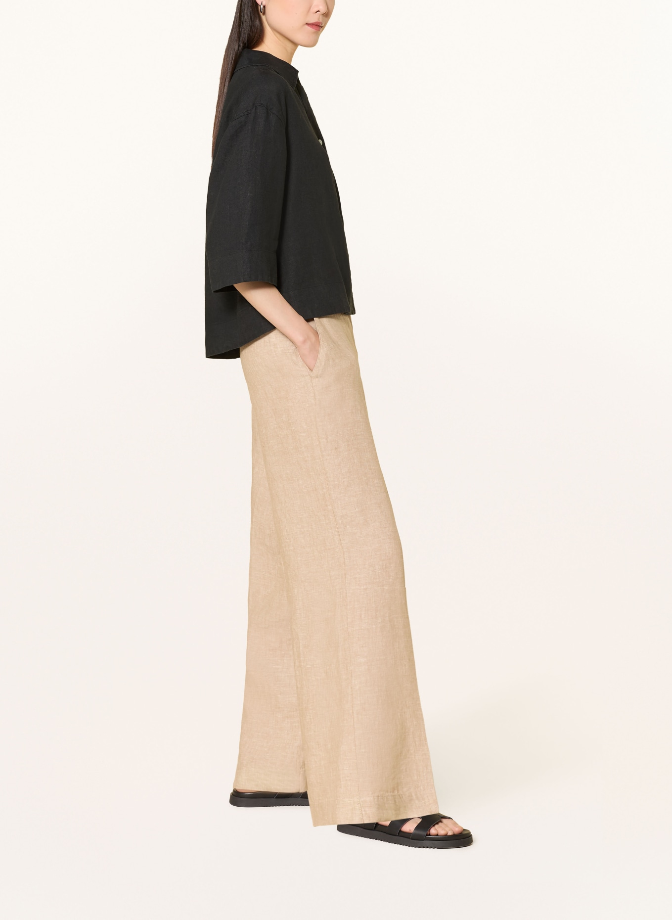 OPUS Spodnie z lnu MAIKITO LIGHT: BEŻOWY