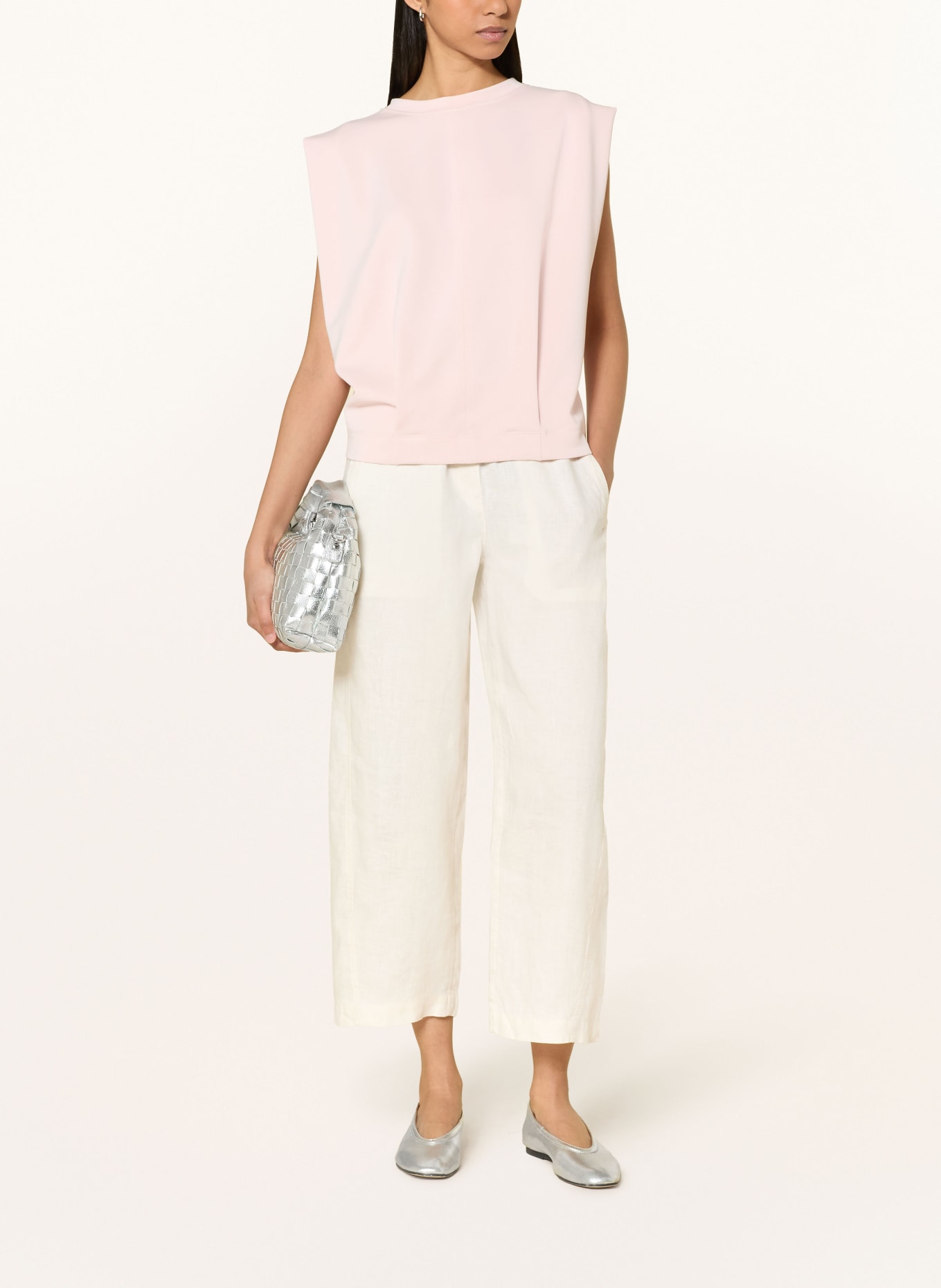 OPUS Lněné kalhoty MYHA v délce 7/8: KRÉMOVÁ