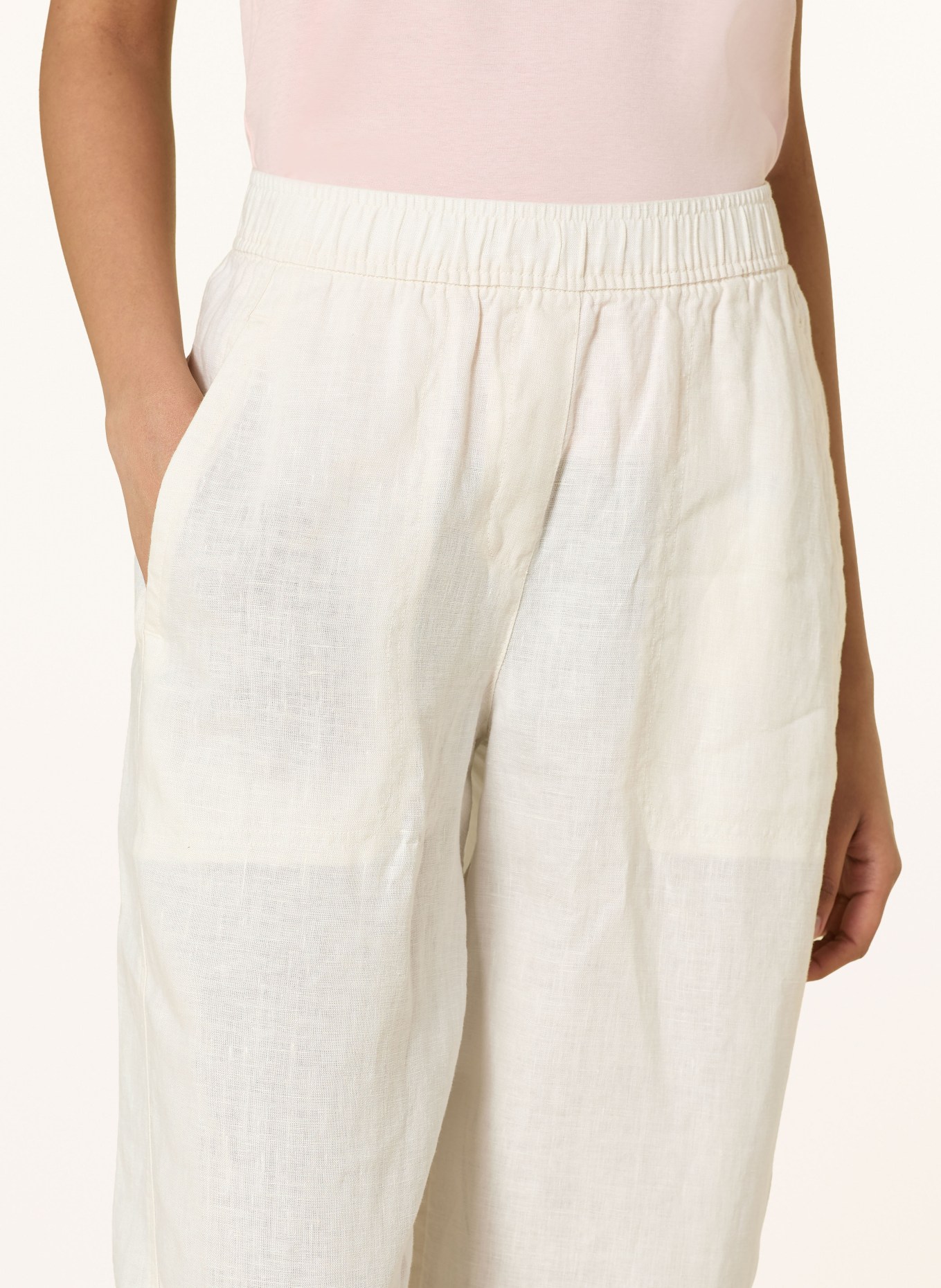 OPUS Lněné kalhoty MYHA v délce 7/8: KRÉMOVÁ