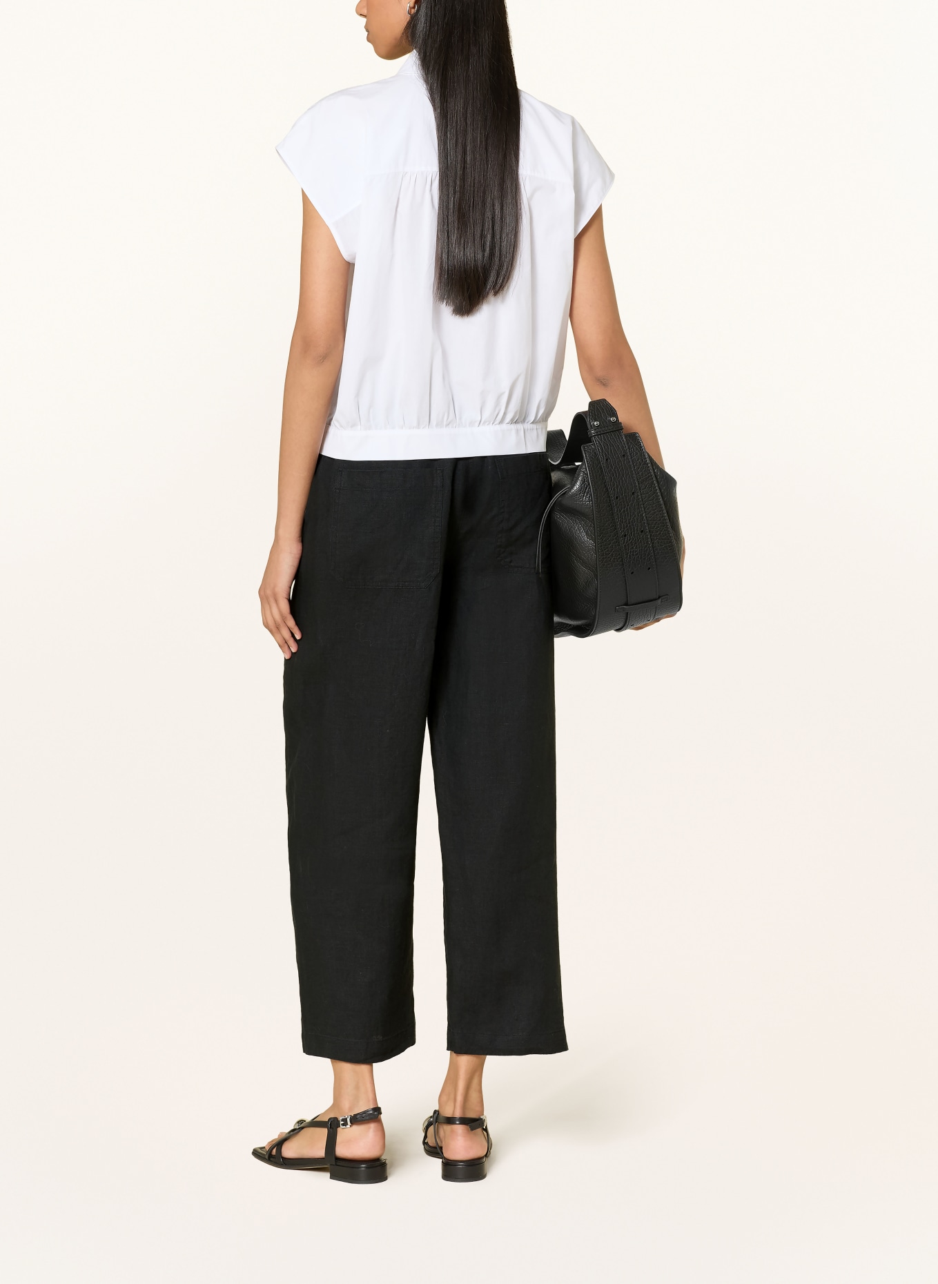 OPUS Spodnie 7/8 MYHA z lnu: CZARNY